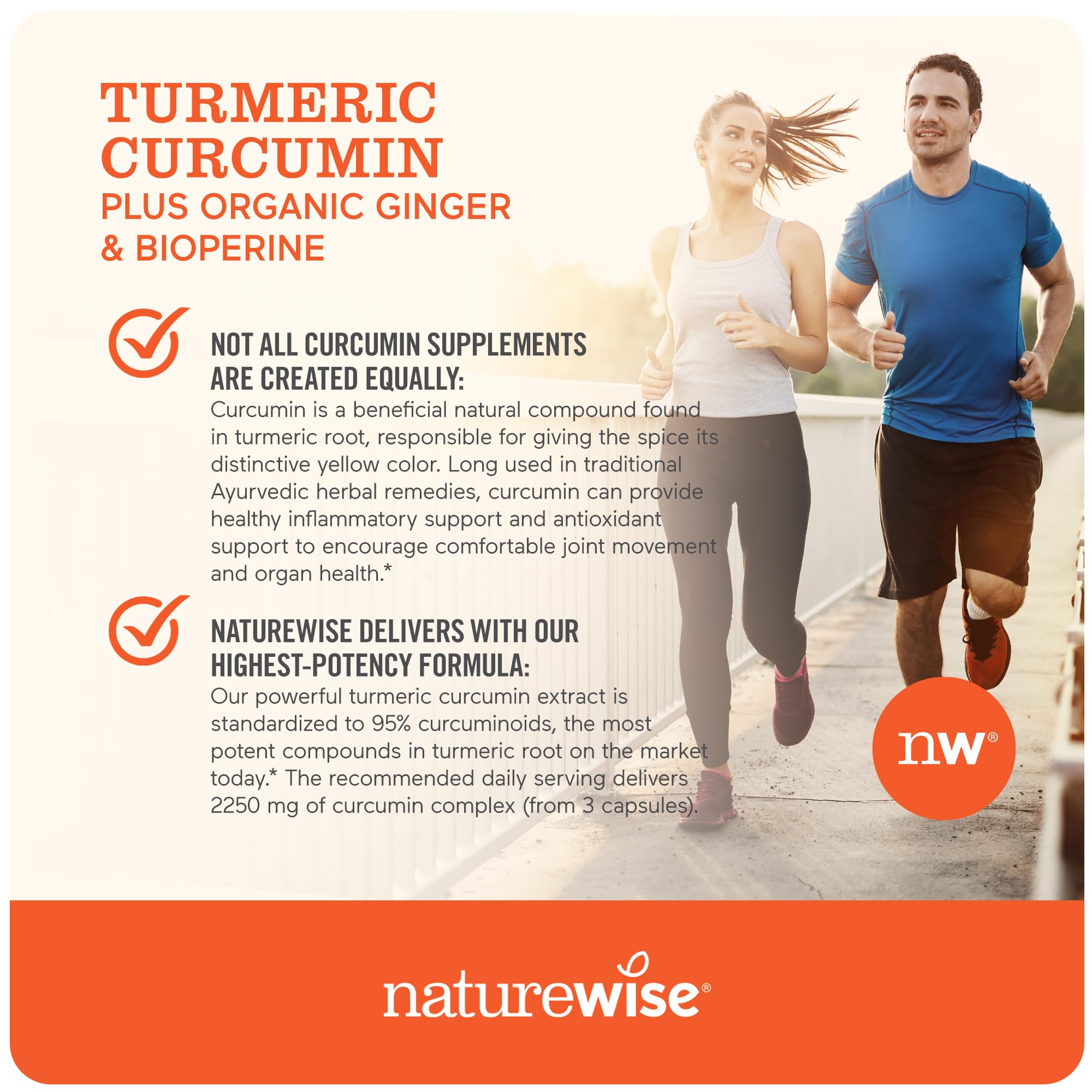 NatureWise Curcumin Turmeric 2250mg 95% Curcuminoids & BioPerine Black Pepper NatureWise