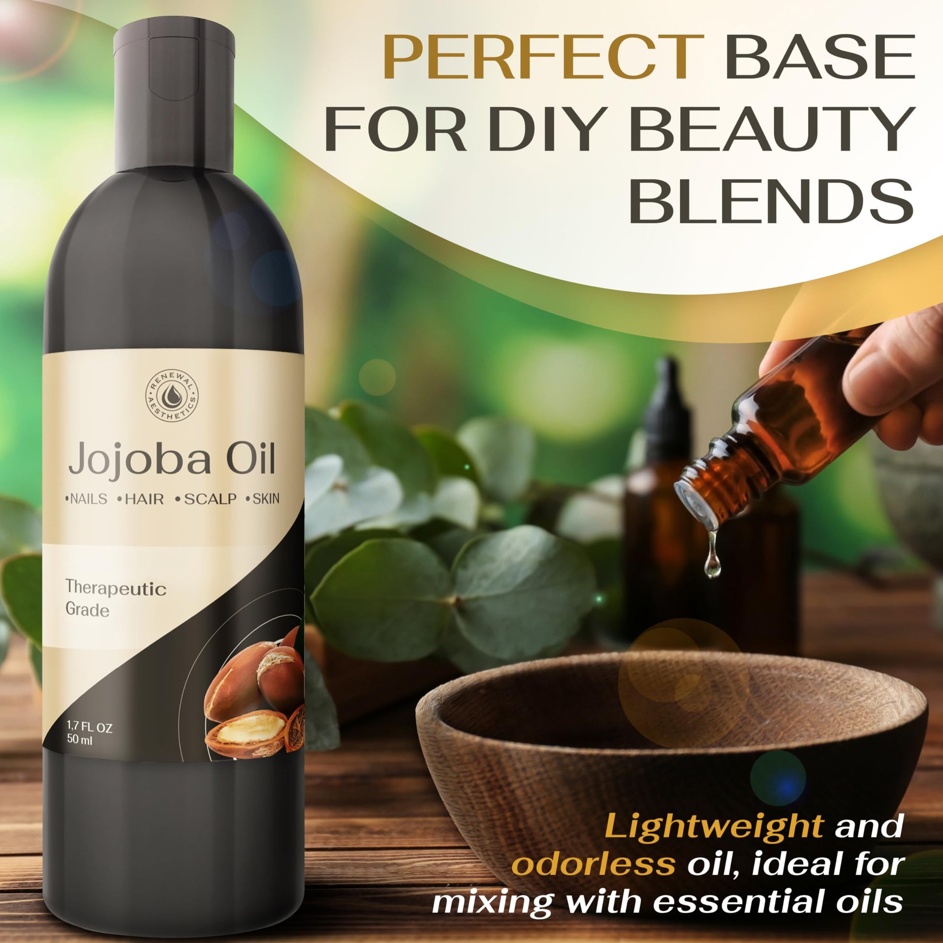 Sweet Oil - Hair and Skin Softener, Organic Natural Carrier Body Oil, Carrier Oil for Essential Oils - Massage Oil Renewal Aesthetics