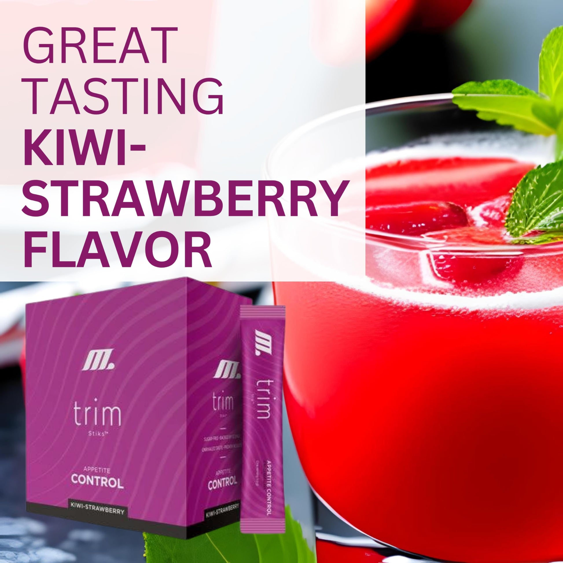 TRIM Stik, Appetite Control, Delicious Kiwi Strawberry beverage, low-calorie, 30 ct Youngevity