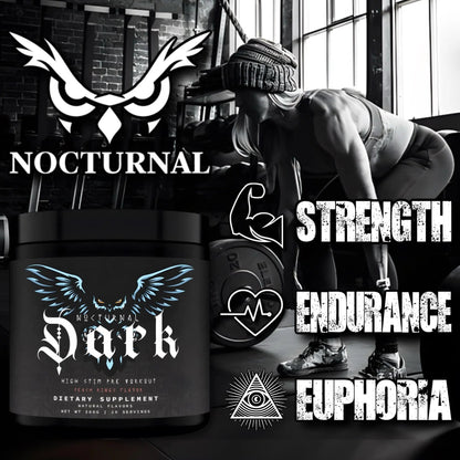 Nocturnal Labz Dark High Stim Pre Workout Powder | Potent Pre-workout Formula for Men & Women, Maximize Energy, Focus, Endurance, Citrulline Malate, Caffeine, Beta-Alanine, (20 Servings) (Peach Rings)
