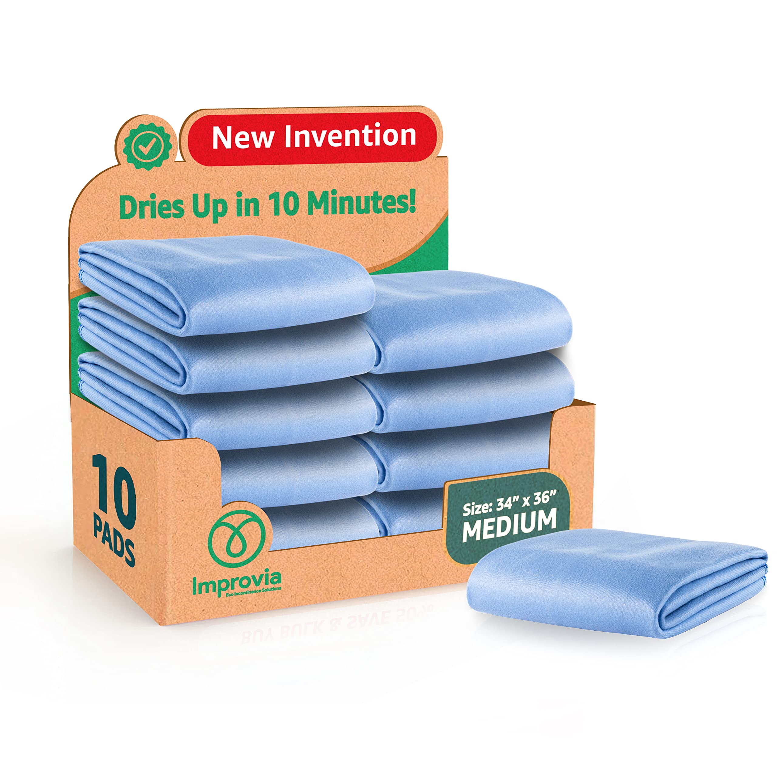 IMPROVIA® Washable Underpads 34" x 36" (Pack of 10) Heavy Absorbenc IMPROVIA