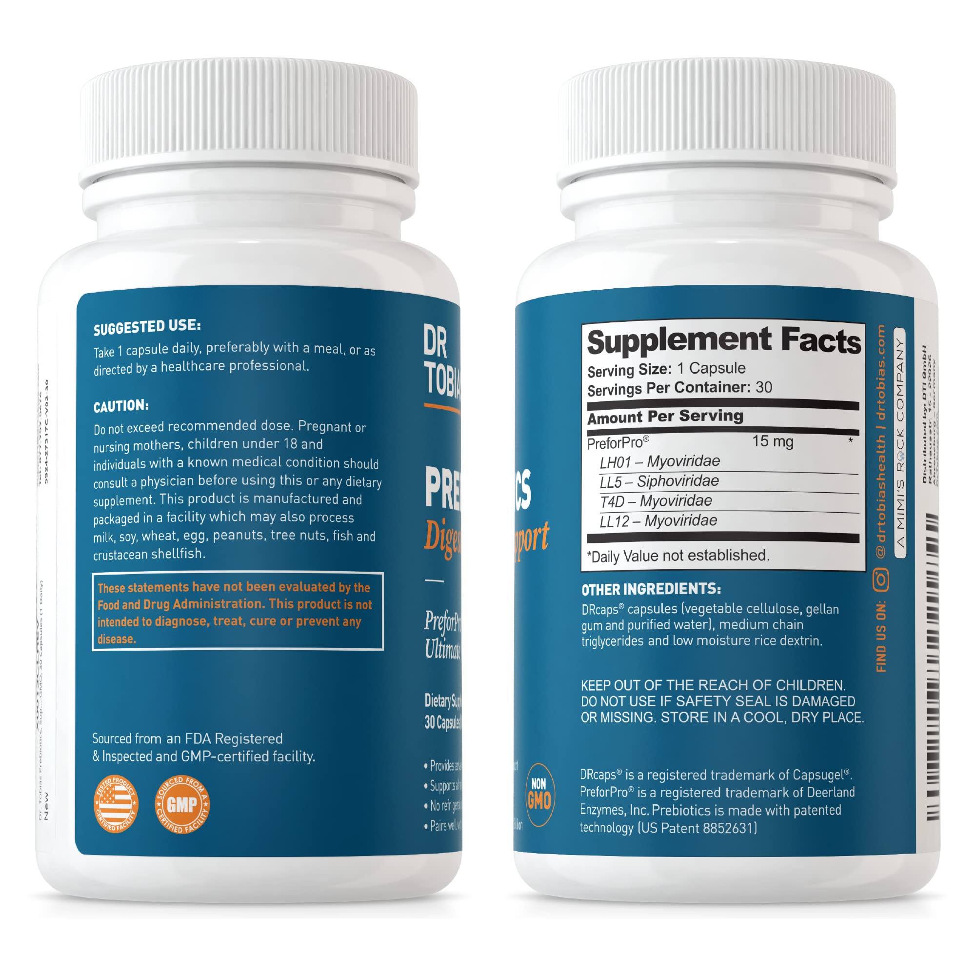 Dr. Tobias Prebiotics, Supports Digestion & Gut Health, Feed Good Probiotic Bacteria Dr. Tobias