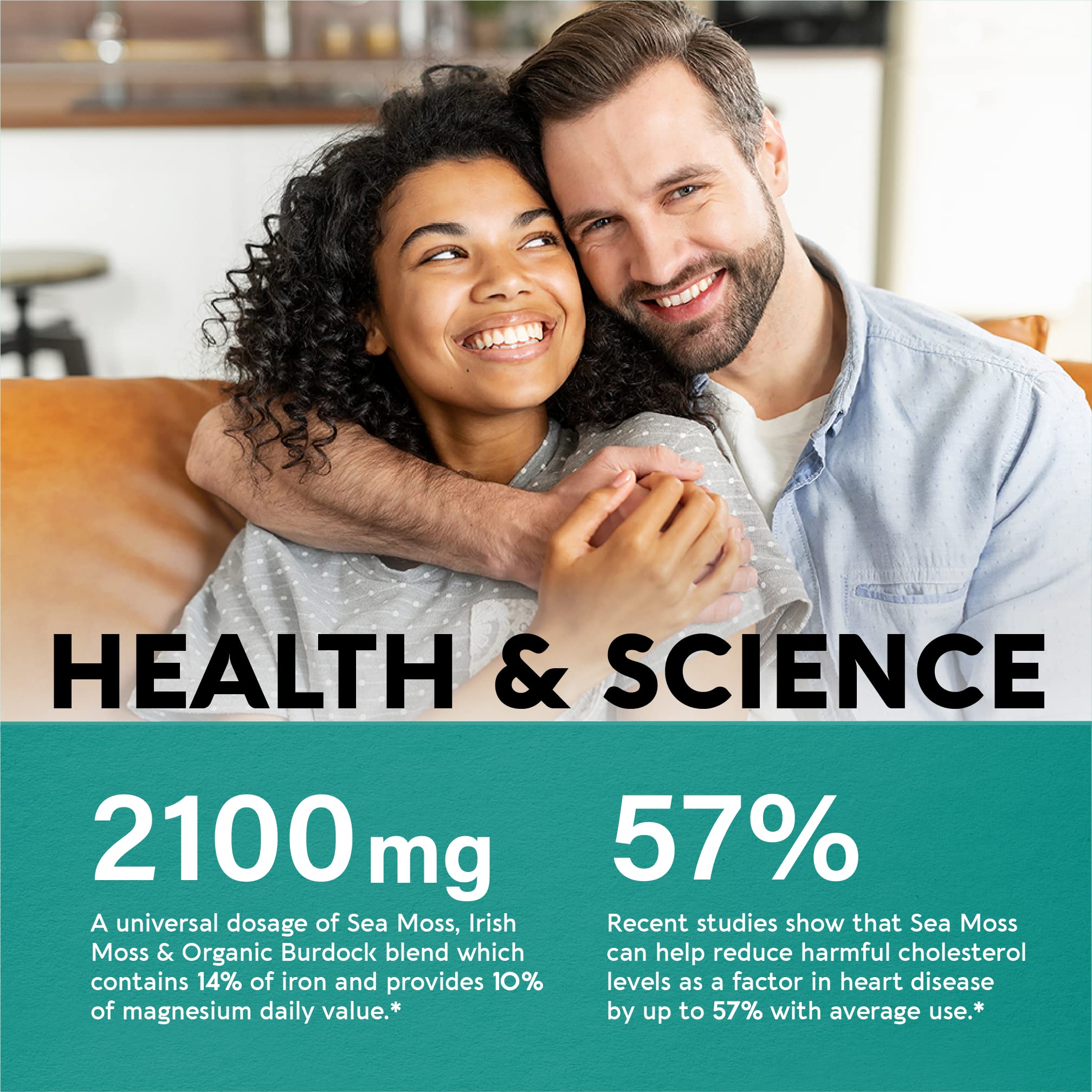 Irish Sea Moss Capsules - Made with Organic Sea Moss, Bladderwrack & Burdock Root - Made in USA - Advanced Superfood - Natural Multi Supplements Blend - Immunity & Energy Support - 90 Vegan Capsules NUTRAHARMONY