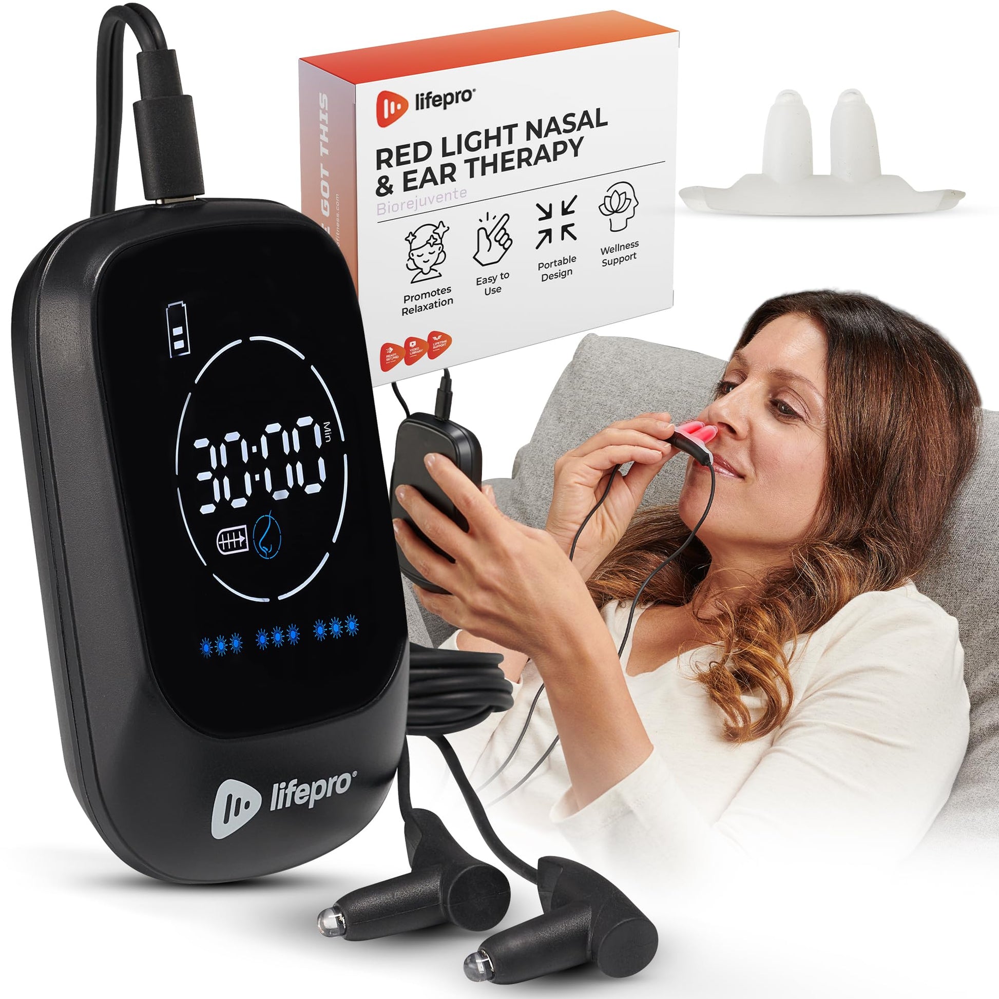 Lifepro Red Light Therapy Device for Nose & Ears - Portable Red and Near Infrared Light Therapy
