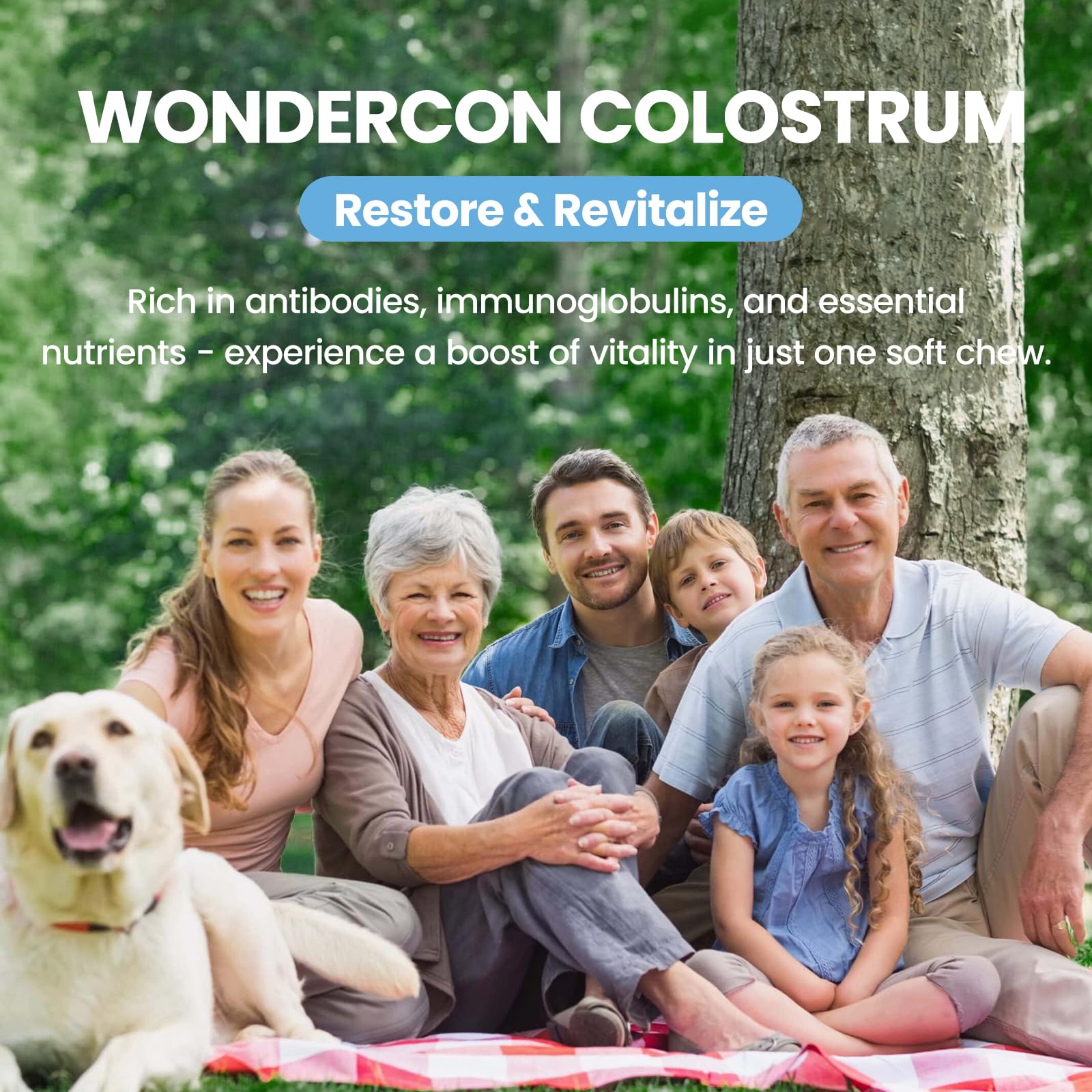 Colostrum Soft Chew Supplement (3000mg + 40% IgG), Concentrated Bovine Colostrum SEPT YAN