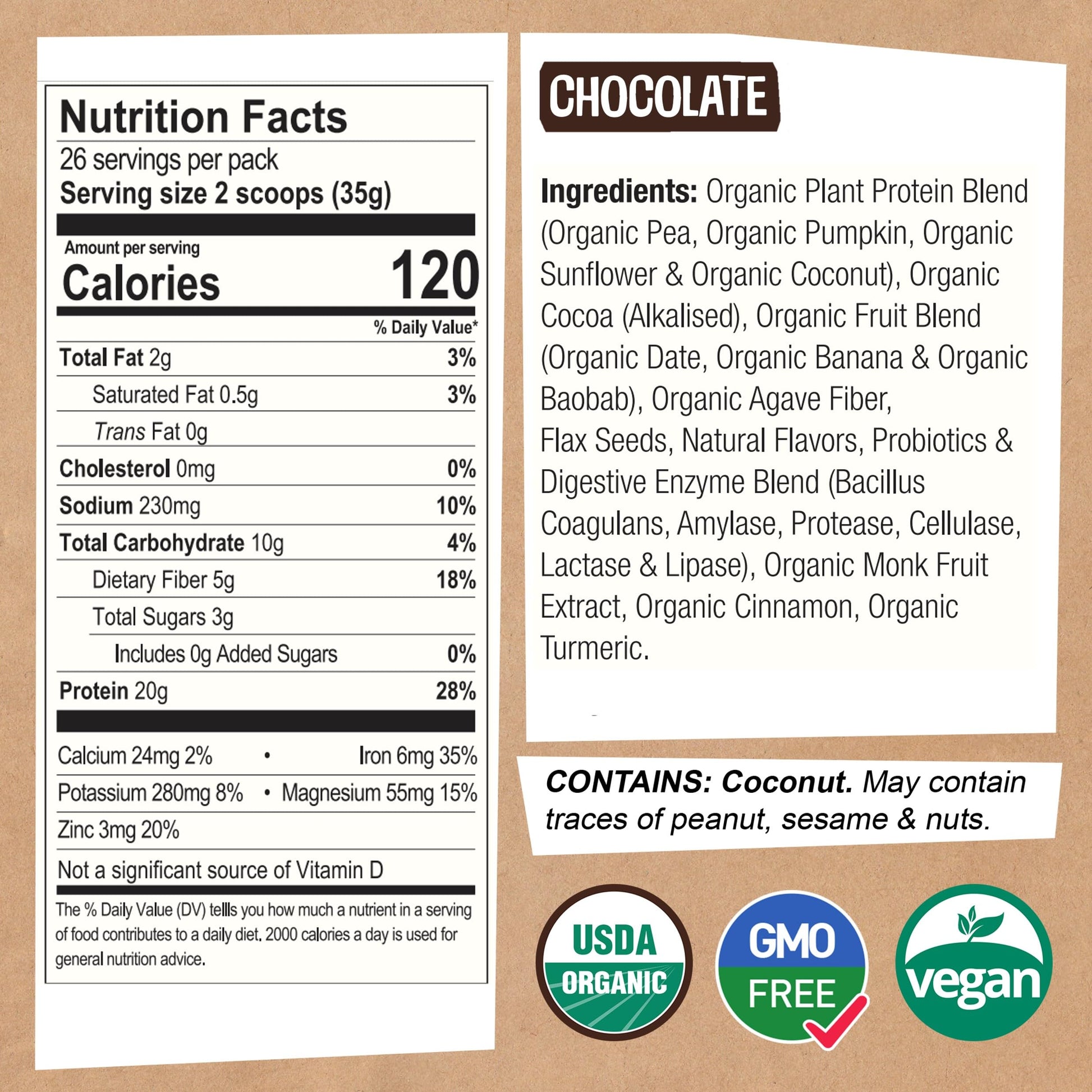 EarthChimp Organic Vegan Protein Powder - with Probiotics - Non GMO, Dairy Free EarthChimp