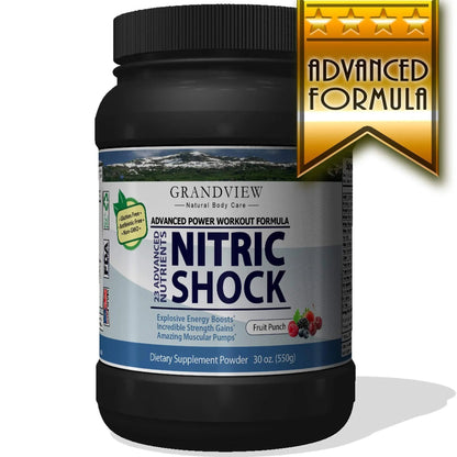 N Shock- Pre Workout Powder, x10 Strength, 44 Servings, (Fruit Punch) Boost Energy, Increase Endurance and Focus, Beta-Alanine, 175mg Caffeine, Citrulline Malate, Nitric Oxide Booster - Keto Friendly