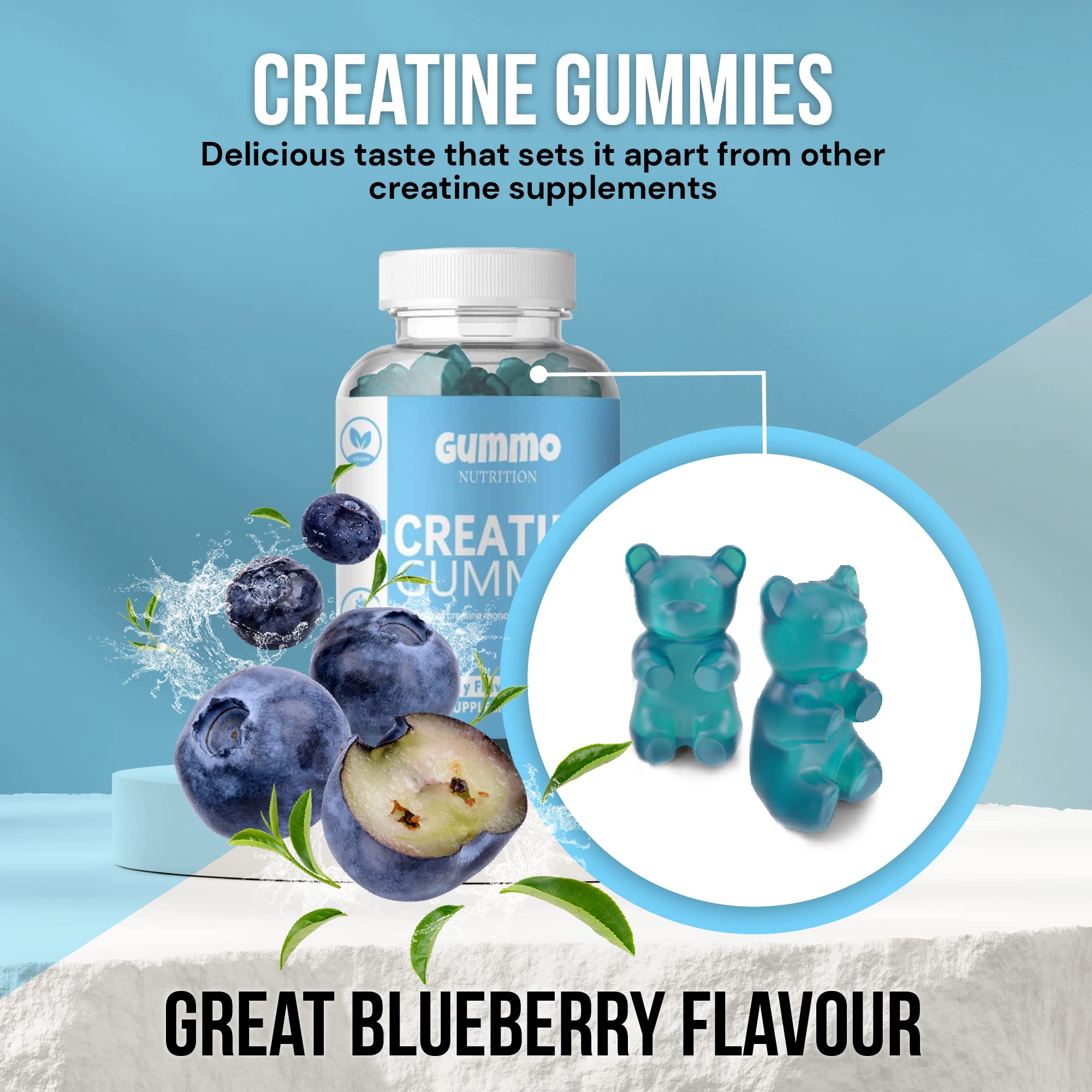 Creatine Monohydrate Gummies 4000mg for Men & Women - 60 Chewable Creatine GUMMO NUTRITION