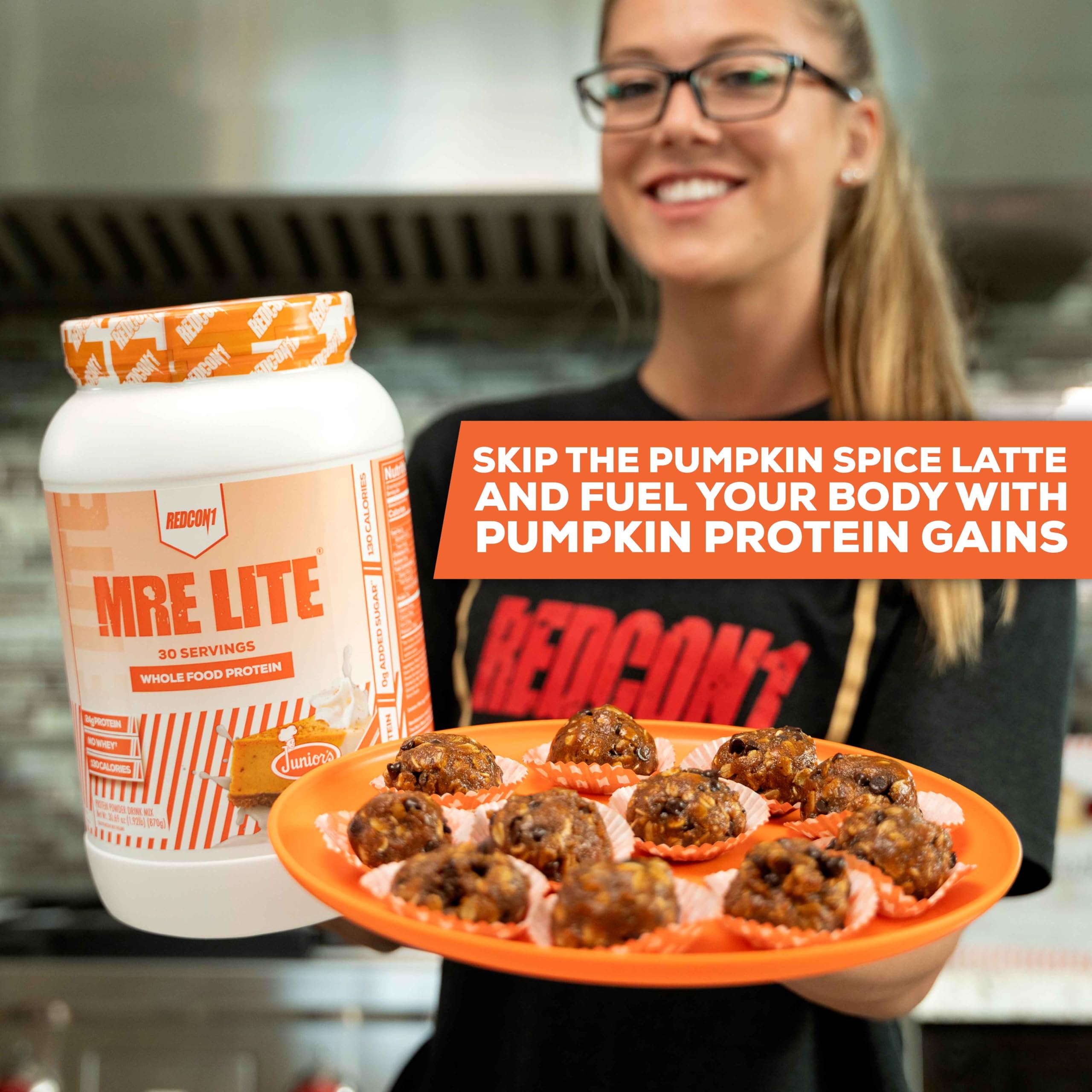 REDCON1 MRE Lite Whole Food Protein Powder, Juniors, Pumpkin Cheesecake - Low Carb REDCON1