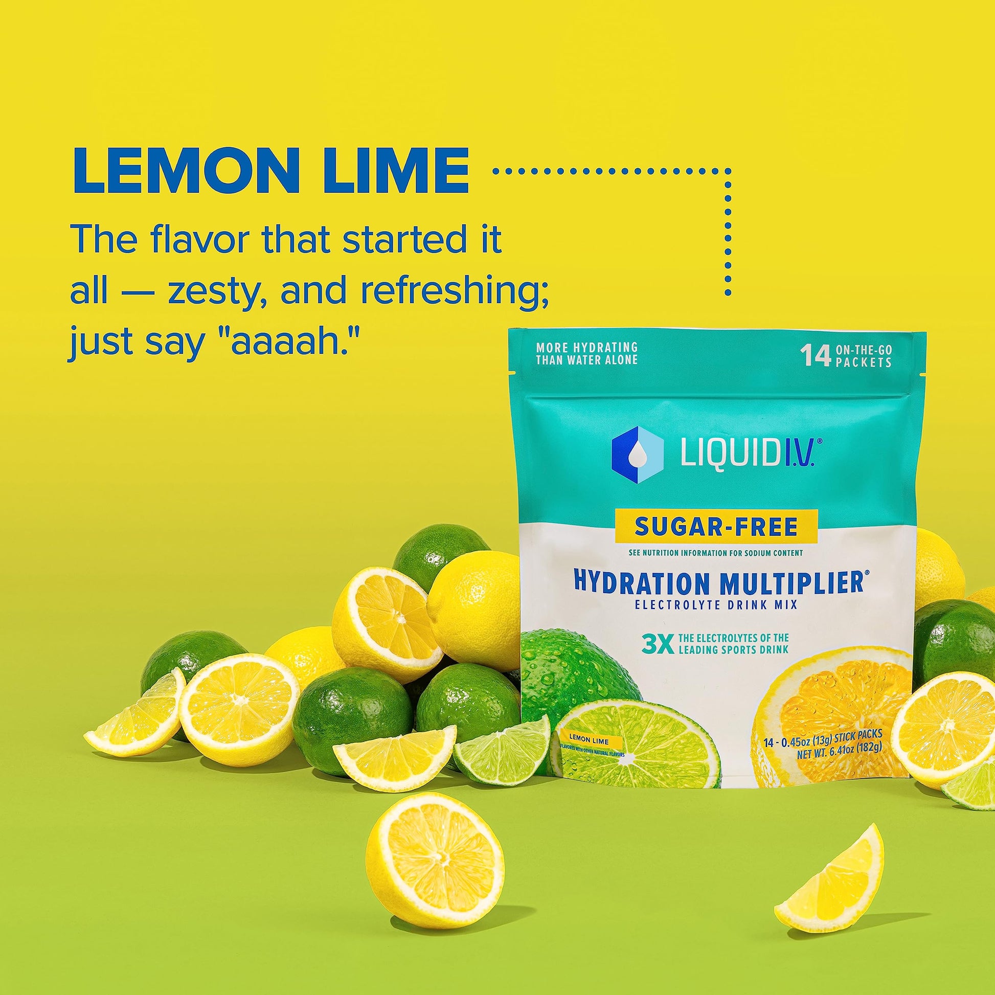 Liquid I.V. Sugar-Free Hydration Multiplier - Lemon Lime – Hydration Powder Packets  Liquid I.V.