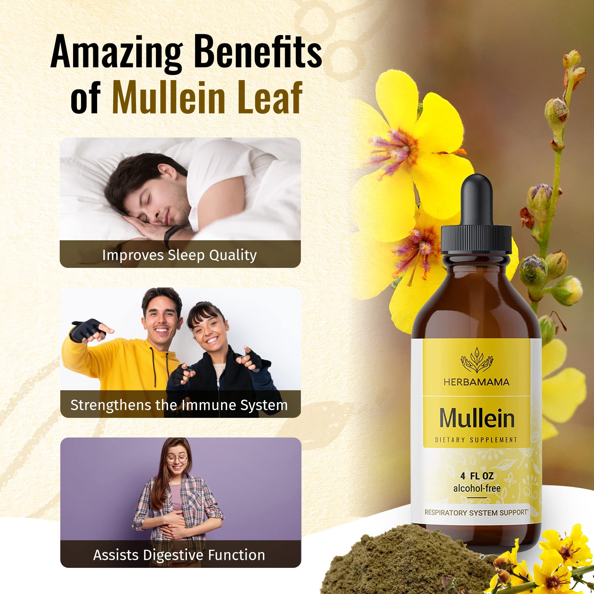 Mullein Leaf Tincture - Lung Cleanse - Vegan Mullein Drops - Lung Detox HERBAMAMA