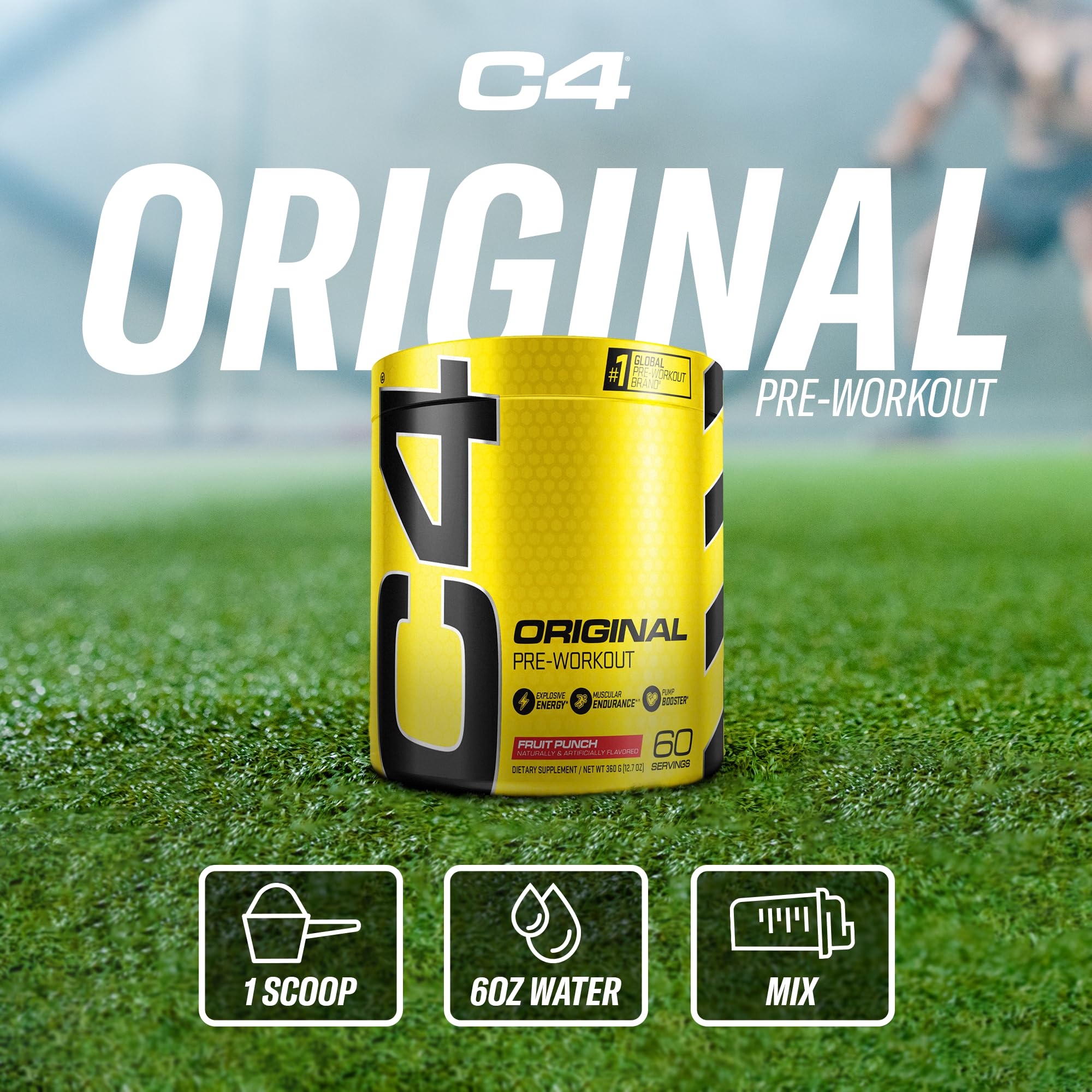 C4 Original Pre Workout Powder Fruit Punch - Vitamin C for Immune Support - Sugar Free Cellucor
