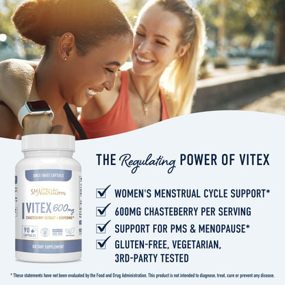 Vitex Chasteberry Supplement 600mg | Agnus Castus for Women's Hormone Balance, Menopause
