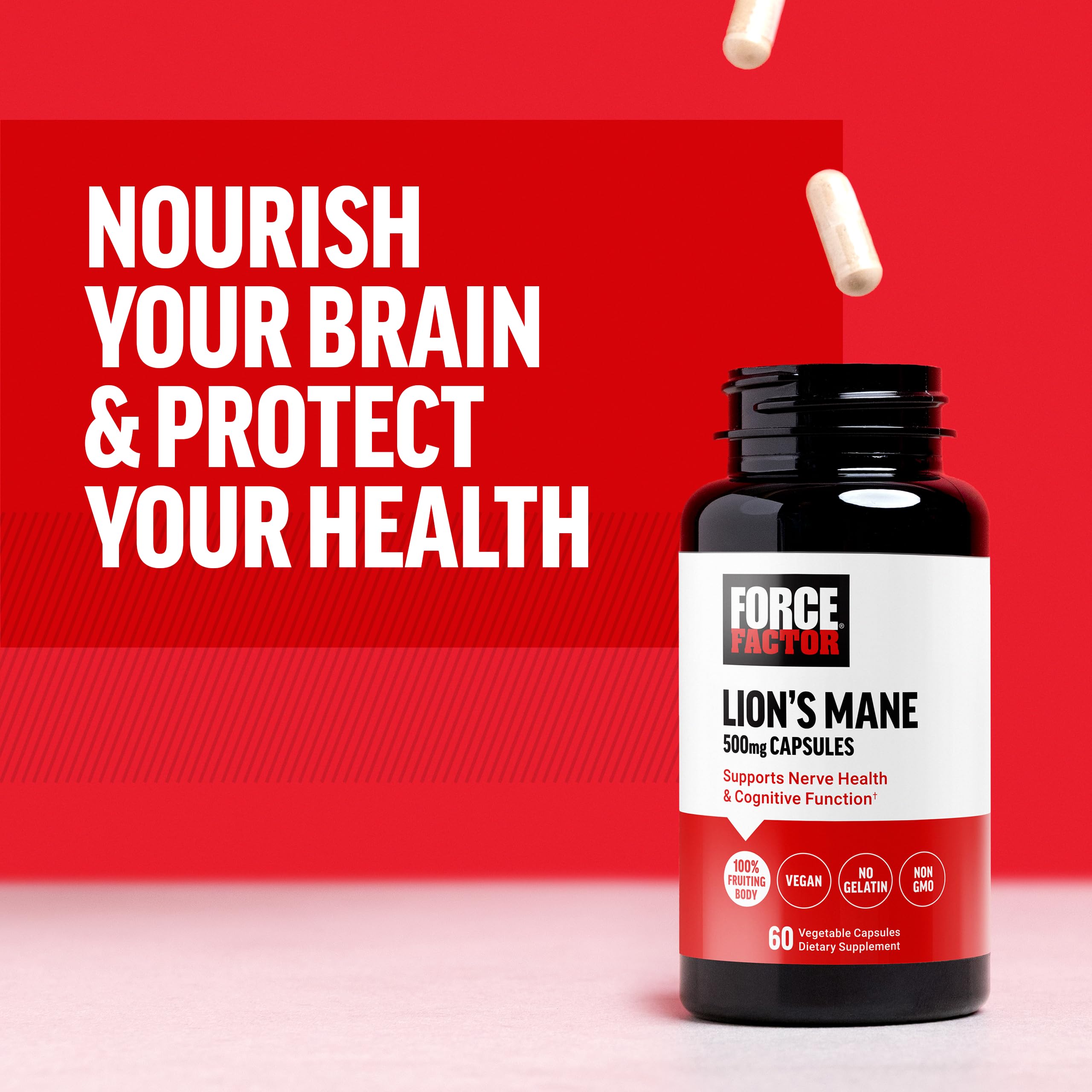 Force Factor Lion’s Mane Supplement Capsules, Memory & Focus Supplement Force Factor