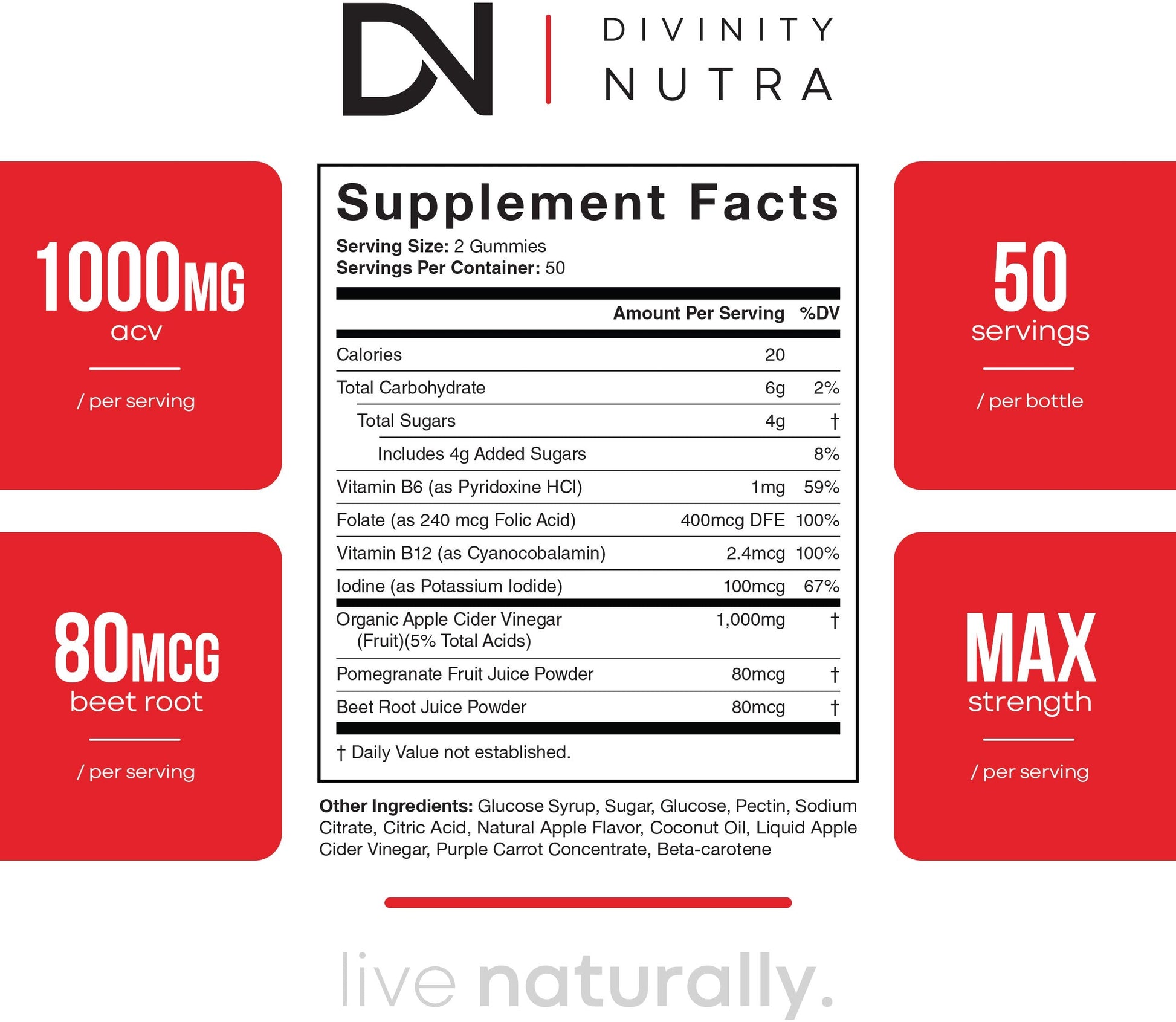 Apple Cider Vinegar Gummies for Weight Loss - Nutritional Supplement for Detox, Cleanse Divinity Nutra