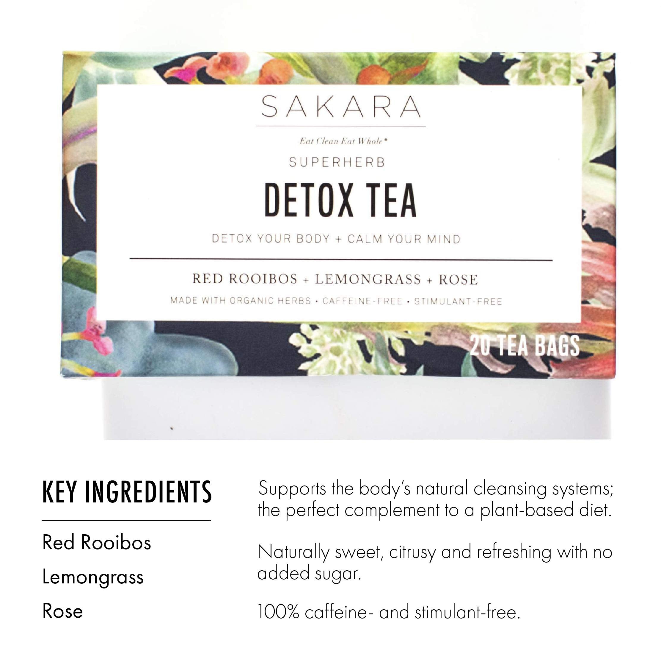 Sakara Detox Tea - Herbal Tea with Rose Petals, Lemon Peel, Lemongrass, & Rooibos SAKARA