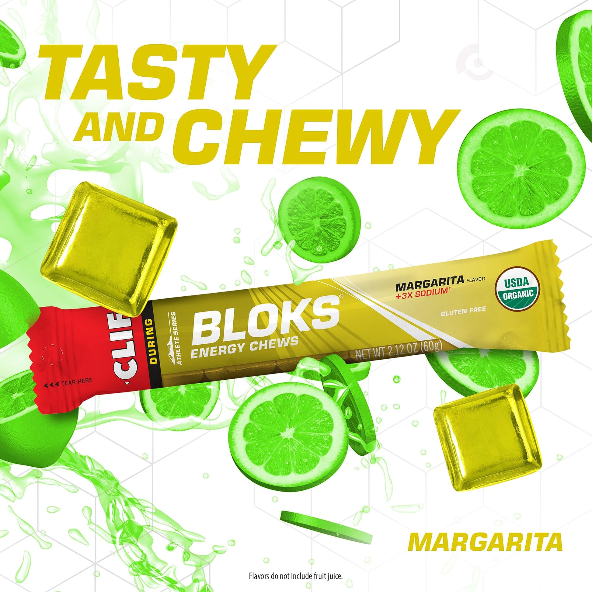 CLIF BLOKS - Margarita Flavor with 3X Sodium - Energy Chews - Non-GMO