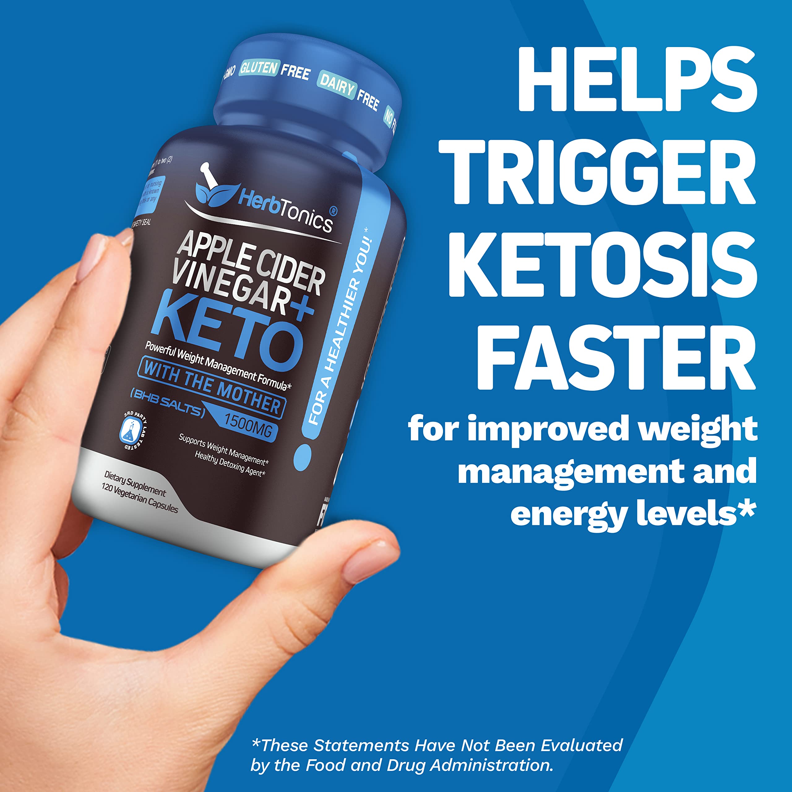 Herbtonics Apple Cider Vinegar Capsules Plus Keto BHB | Fat Burner & Weight Loss Herbtonics