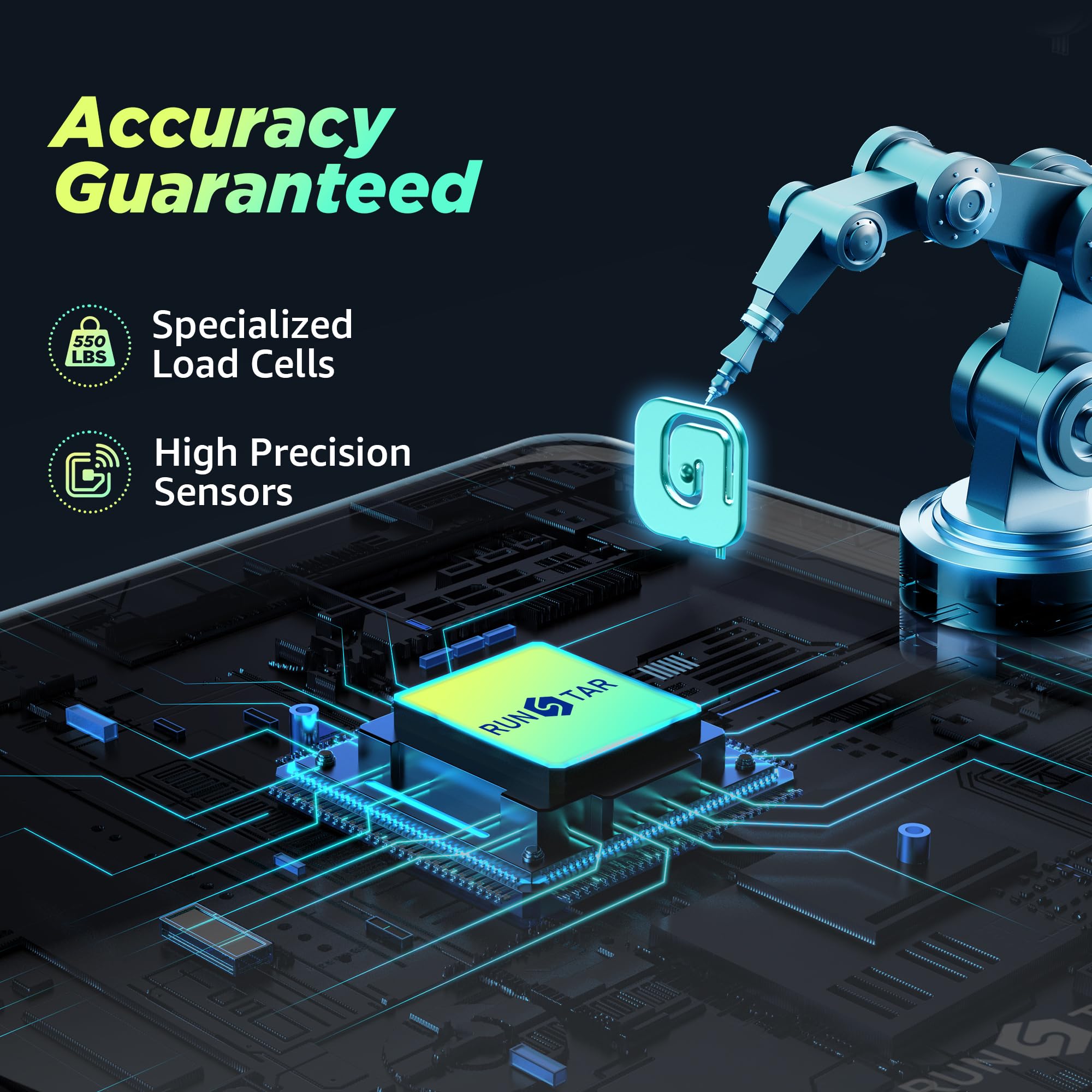 RunSTAR 550lb Bathroom Digital Scale for Body Weight with Ultra-Wide Platform and Large runstar