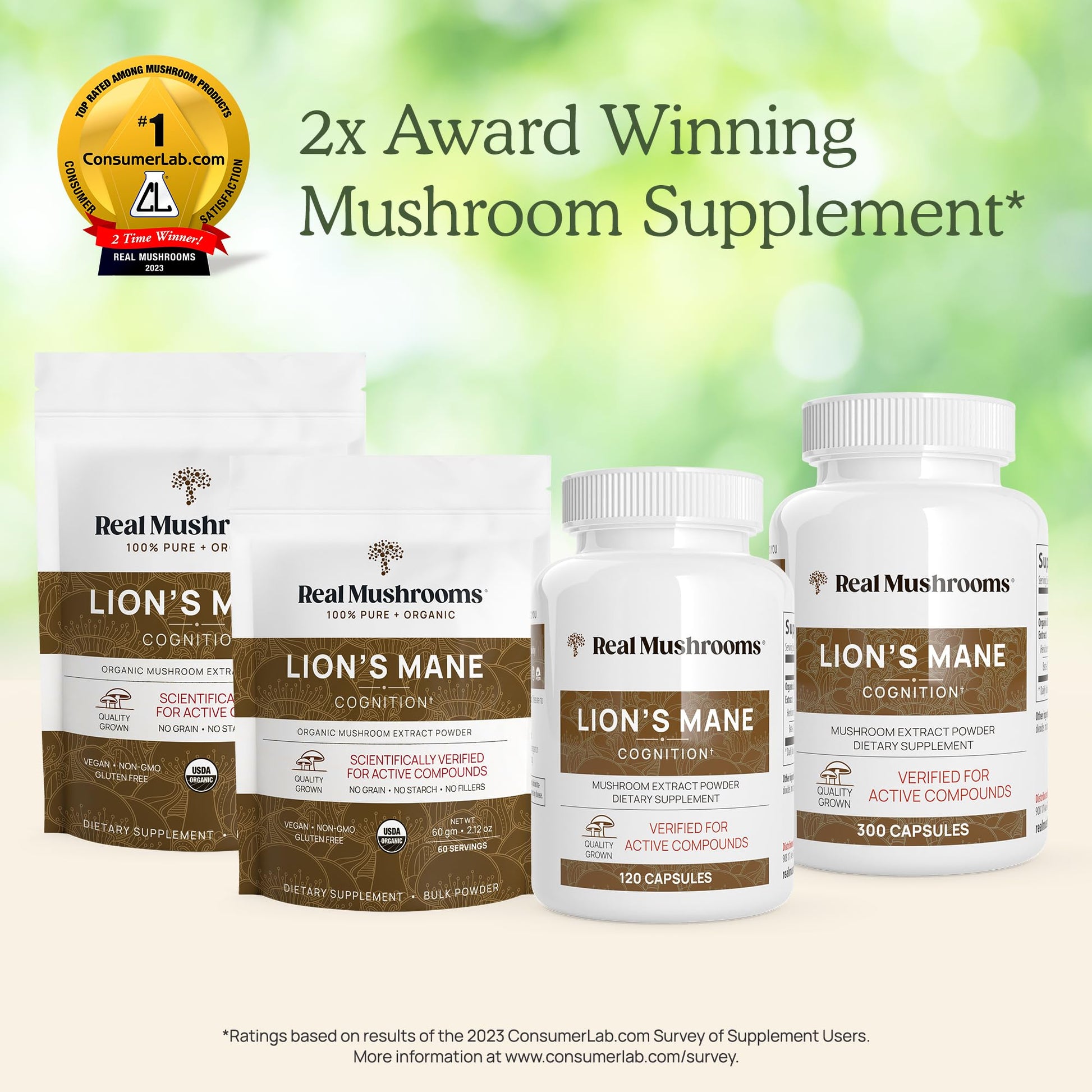 Real Mushrooms Lion’s Mane Capsules - Organic Lions Mane Mushroom Extract Real Mushrooms