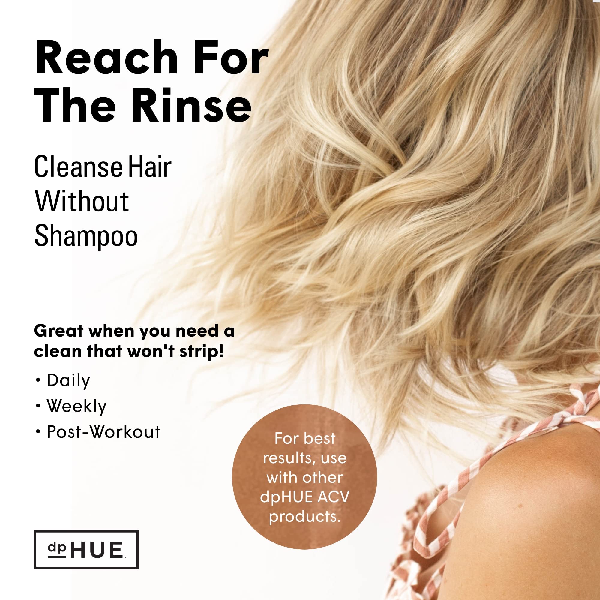 dpHUE Apple Cider Vinegar Hair Rinse, 20 oz - Shampoo Alternative & Scalp Cleanser dpHUE