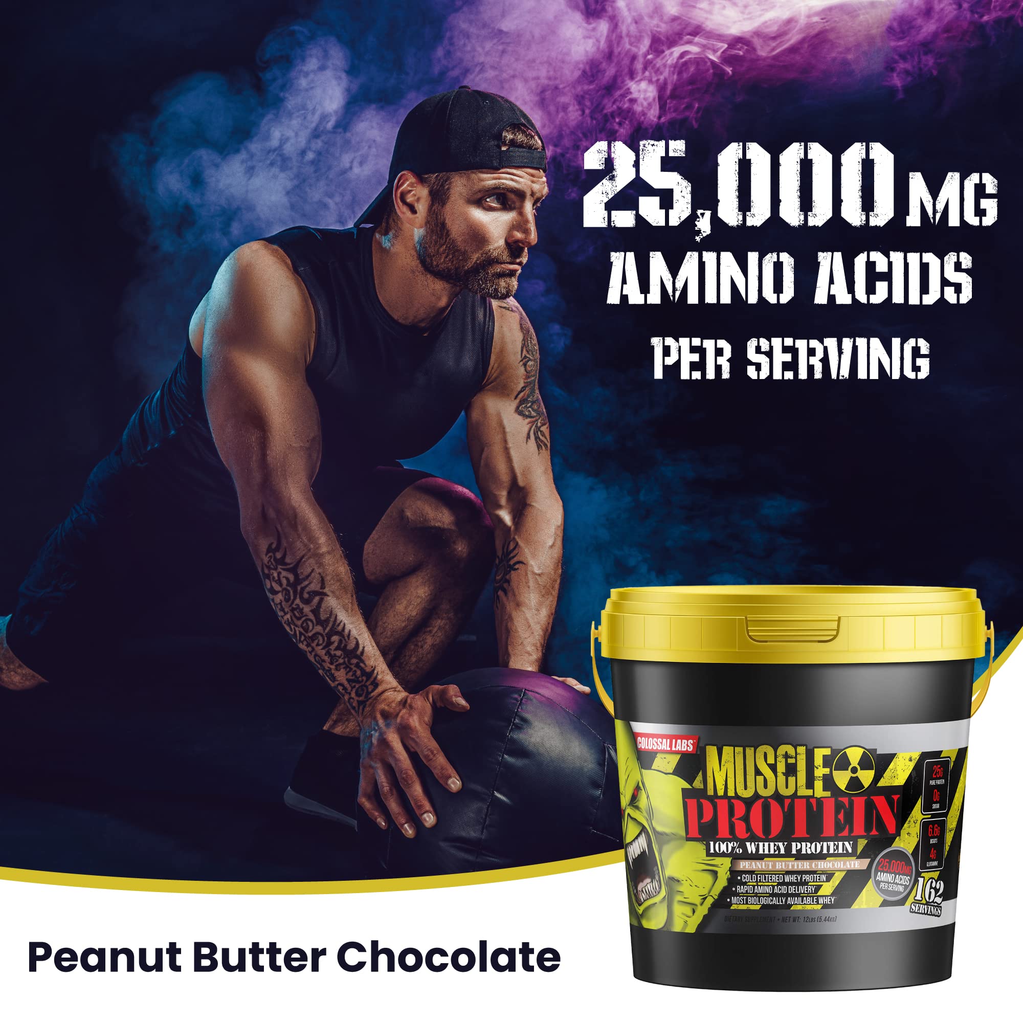 COLOSSAL LABS Muscle Growth Whey Protein [12 lbs/Pack of 1]–Peanut Butter Chocolate COLOSSAL LABS