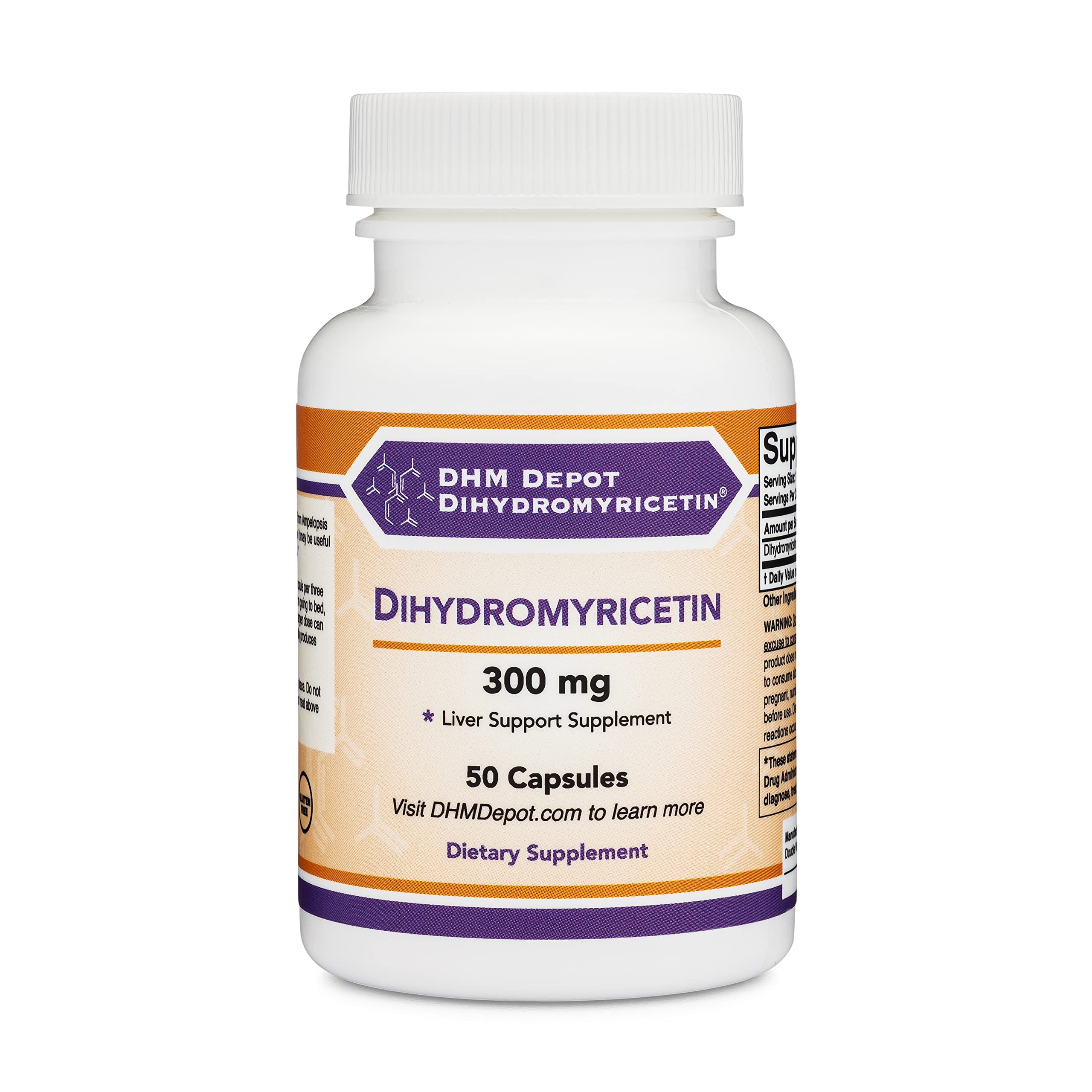 Dihydromyricetin (DHM) 50 Capsules, 300mg, Liver Support Supplement (Third Party Double Wood Supplements