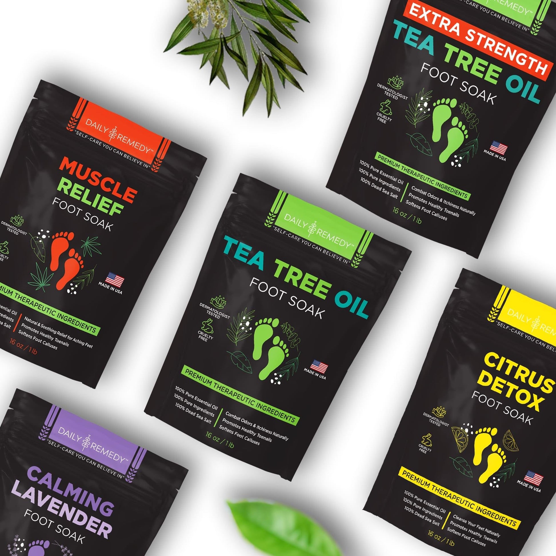 Tea Tree Oil Foot Soak with Epsom Salt - Made in USA - for Toenail Athletes Foot DAILY REMEDY