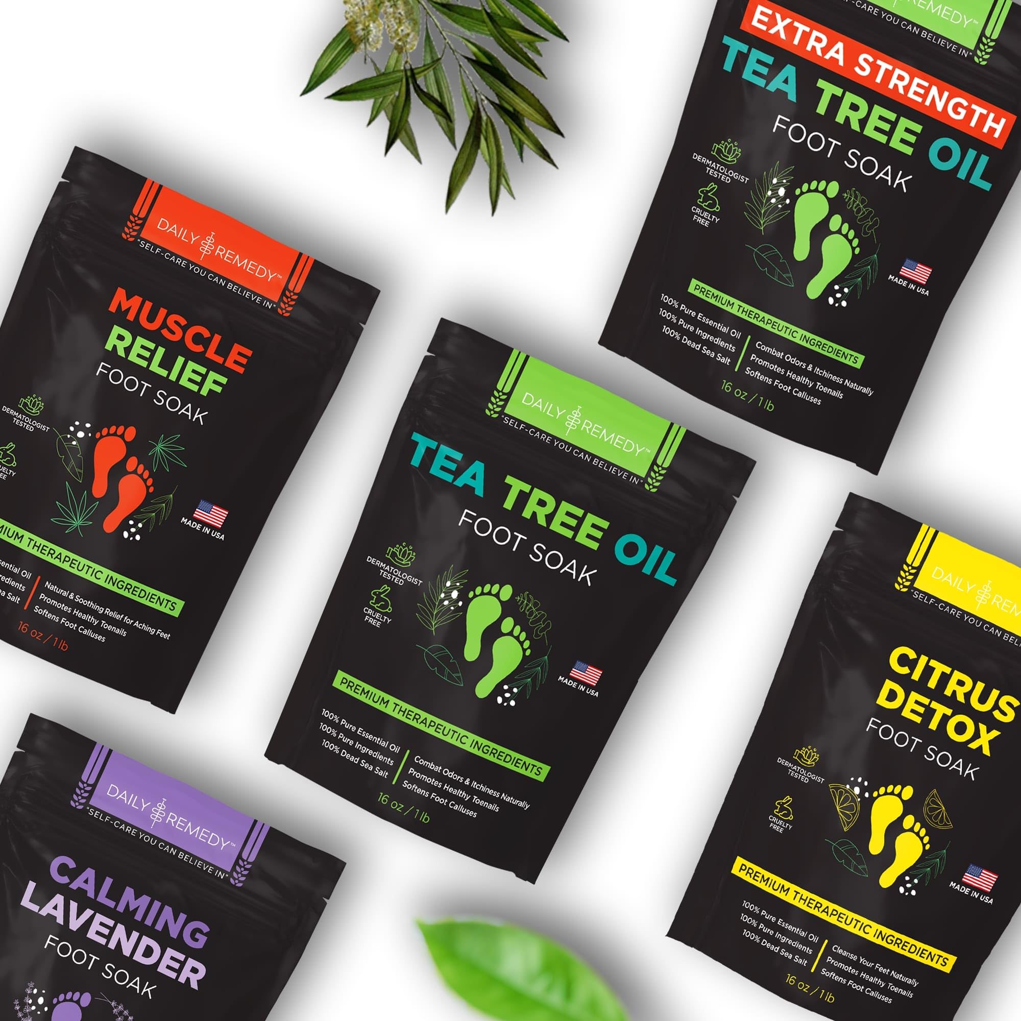 Tea Tree Oil Foot Soak with Epsom Salt - Made in USA - for Toenail Athletes Foot DAILY REMEDY