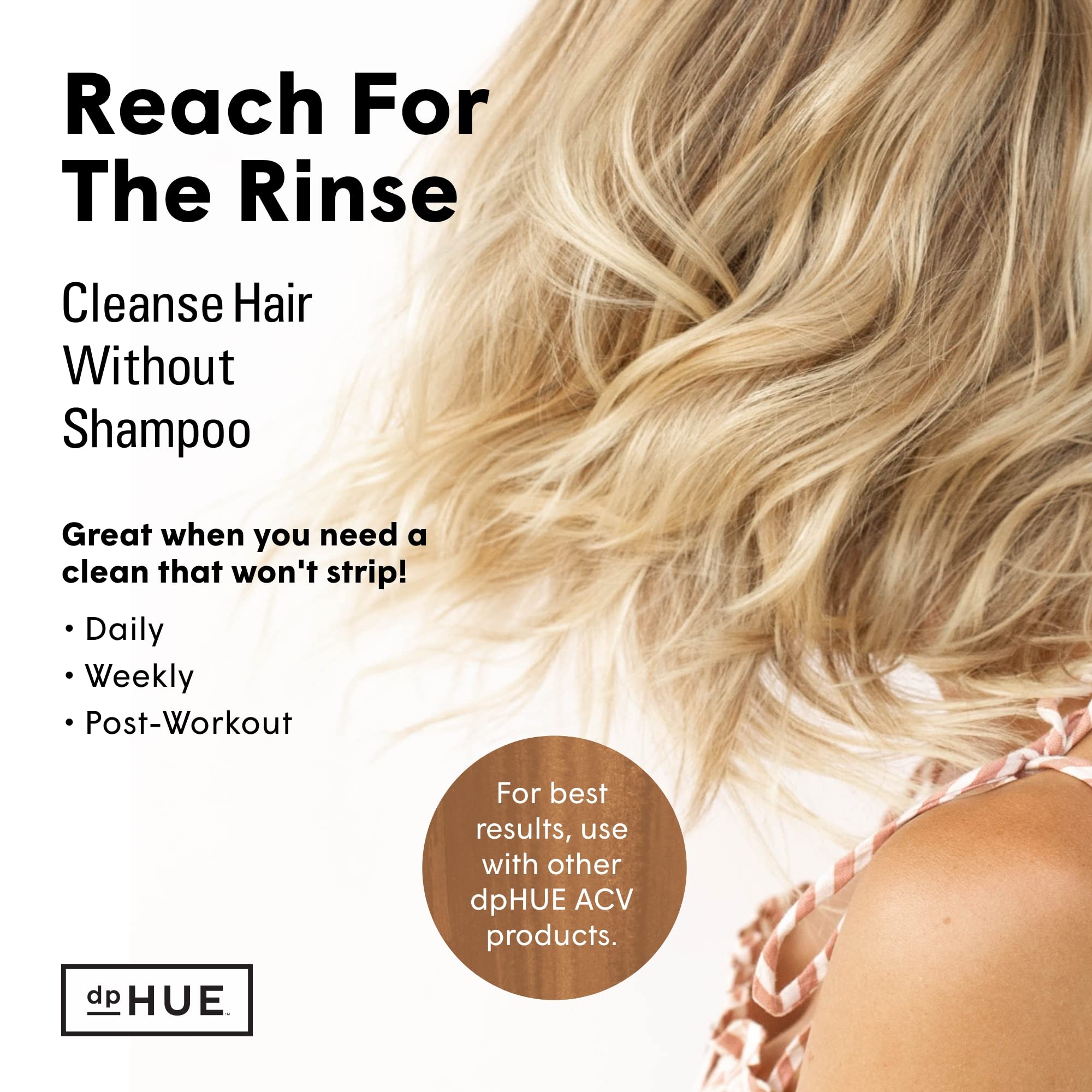 dpHUE Apple Cider Vinegar Hair Rinse, 8.5 oz - Shampoo Alternative & Scalp Cleanser dpHUE