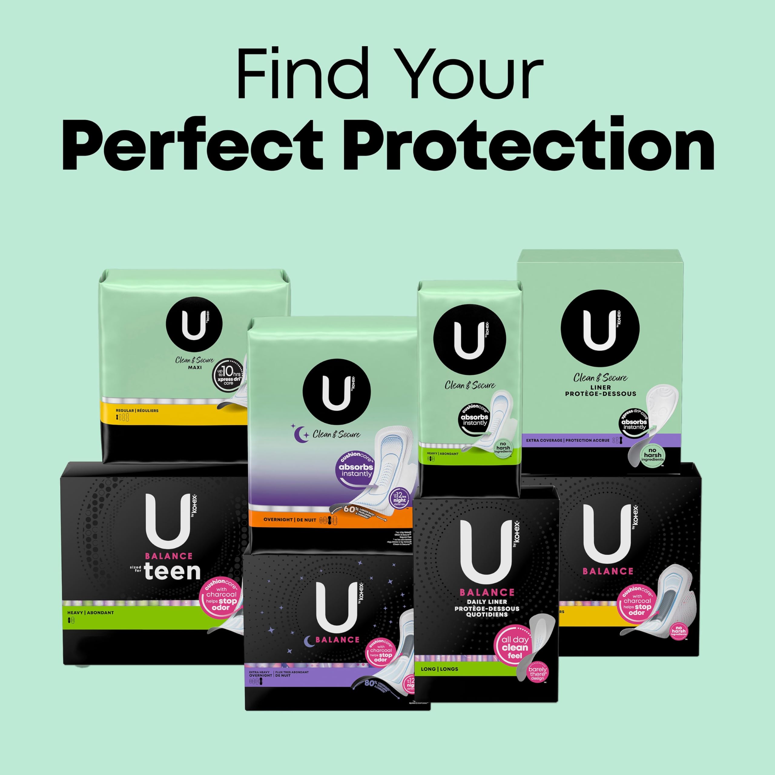 U by Kotex Clean & Secure Ultra Thin Pads, Heavy Absorbency, 56 Count (Packaging May Vary) U by Kotex