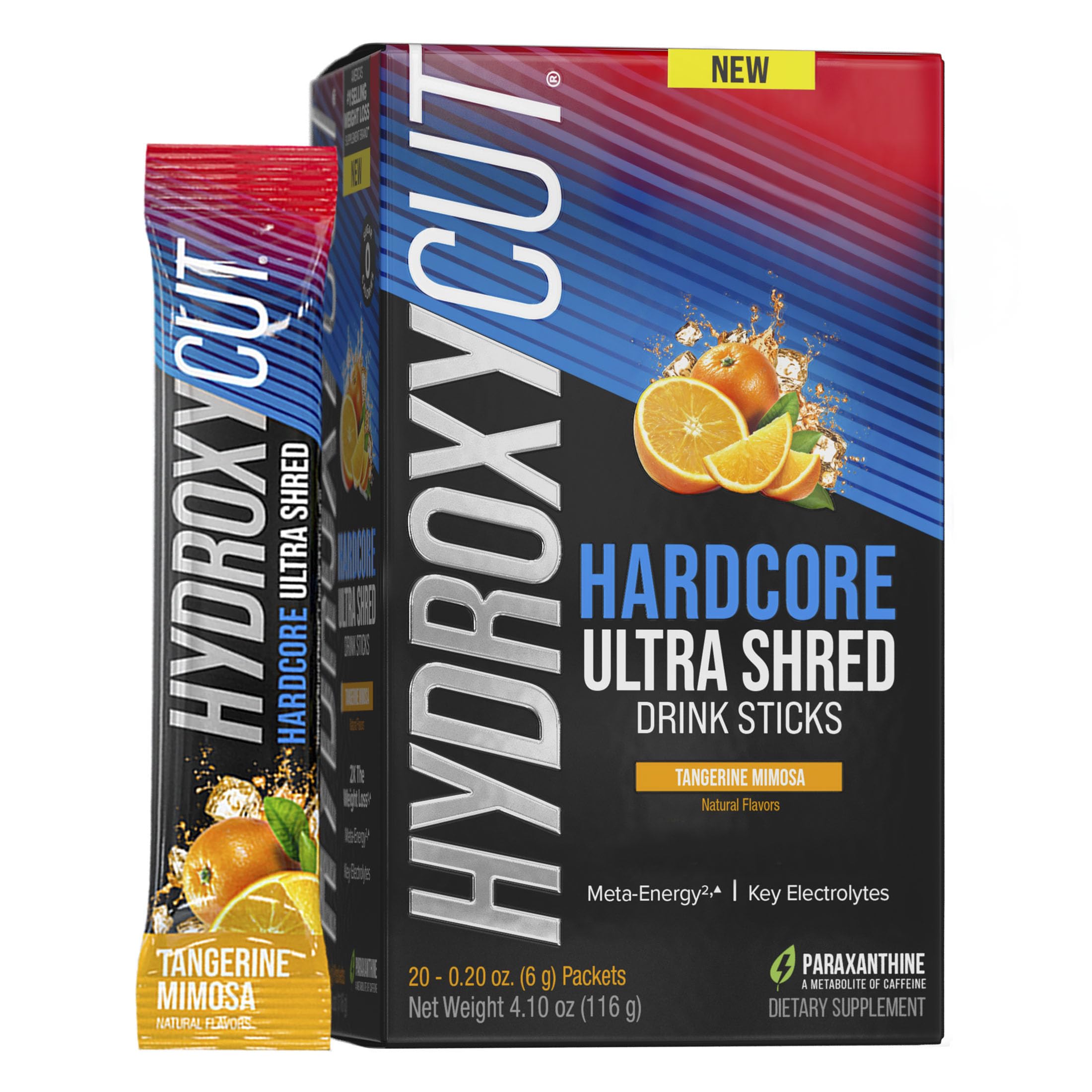 Hydroxycut Hardcore Ultra Shred Drink Sticks,Meta-Energy Drink Powder Metabolic Energy 