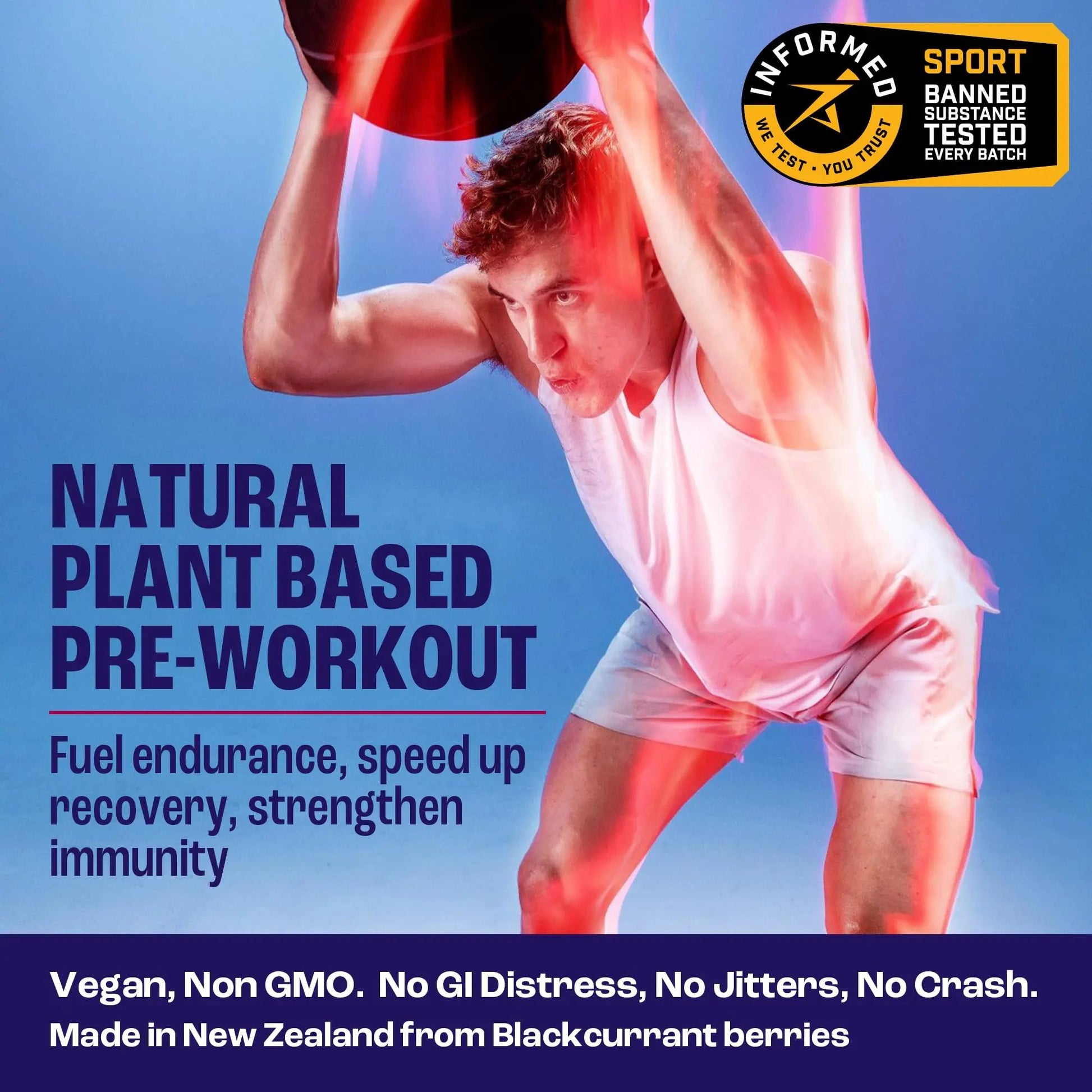 2before Blackcurrant I All Natural Vegan Pre Workout, with 120mg Caffeine I Clean Energy, Endurance, Recovery I Pre Workout Women and Men I 10 x Individual Packets I Informed Sports Certified
