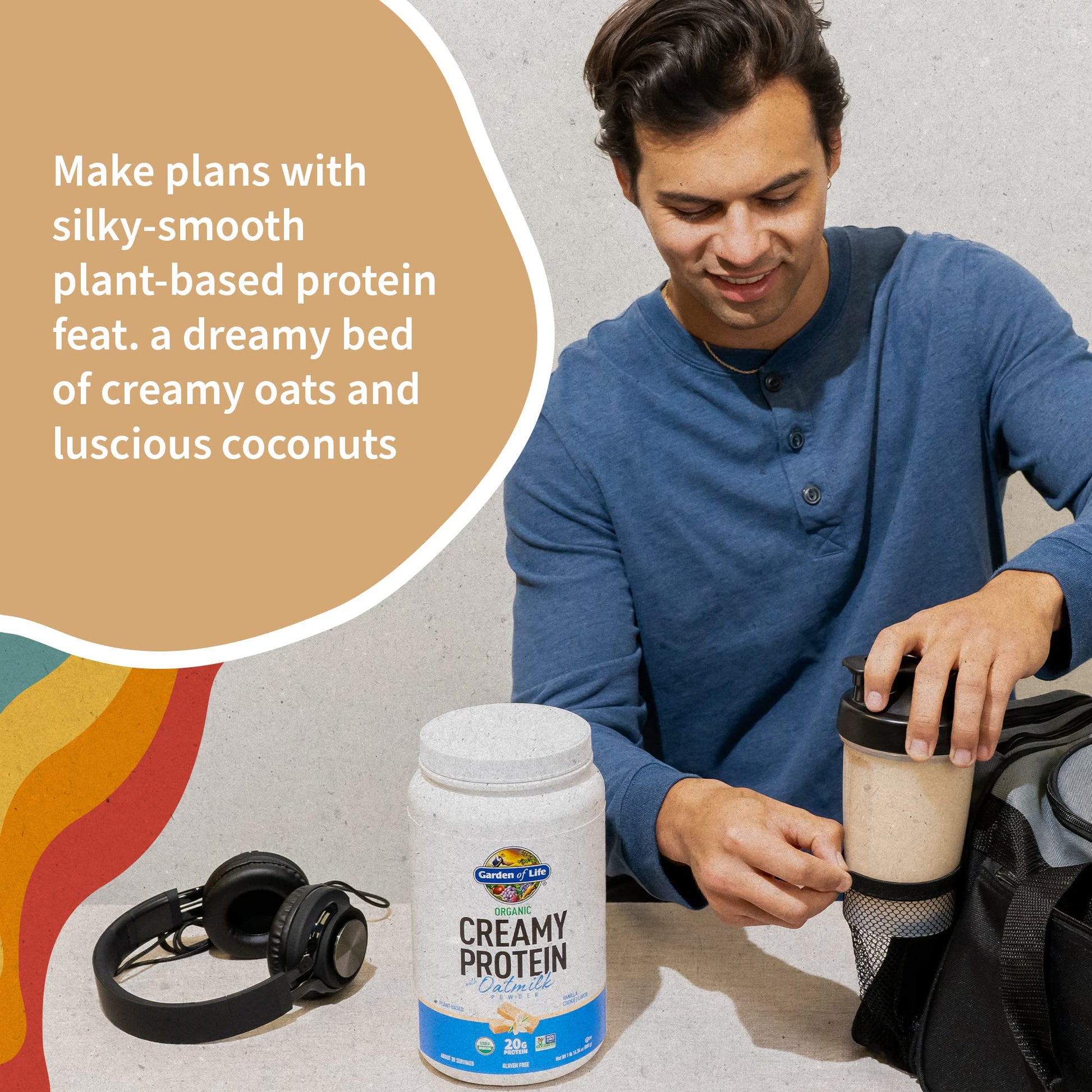 Garden of Life Creamy Vanilla Cookie Protein Powder + Oatmilk 20g Organic Vegan Plant Garden of Life