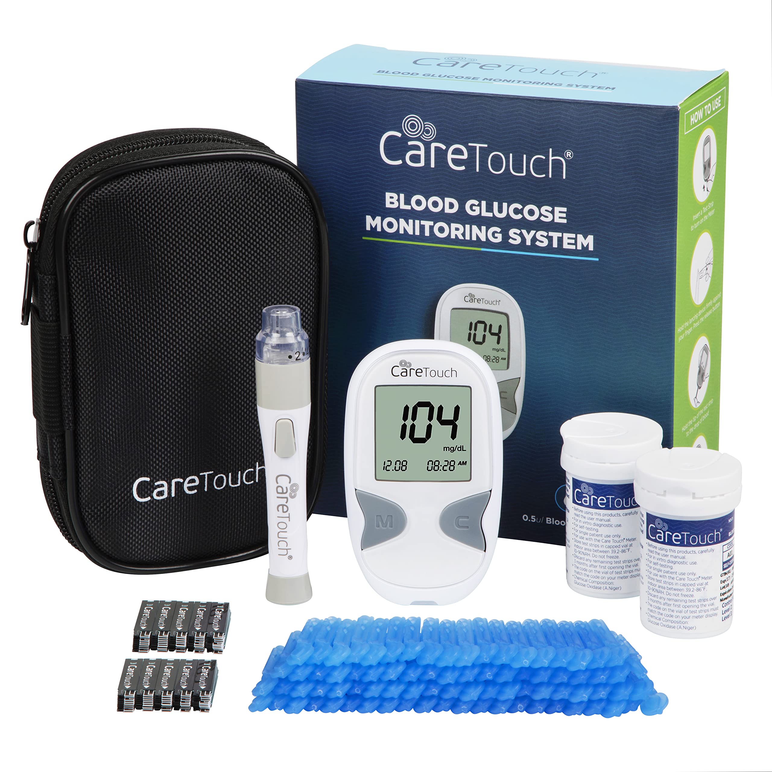 Care Touch Blood Glucose Meter Kit - Diabetes Testing Kit with Glucometer Care Touch