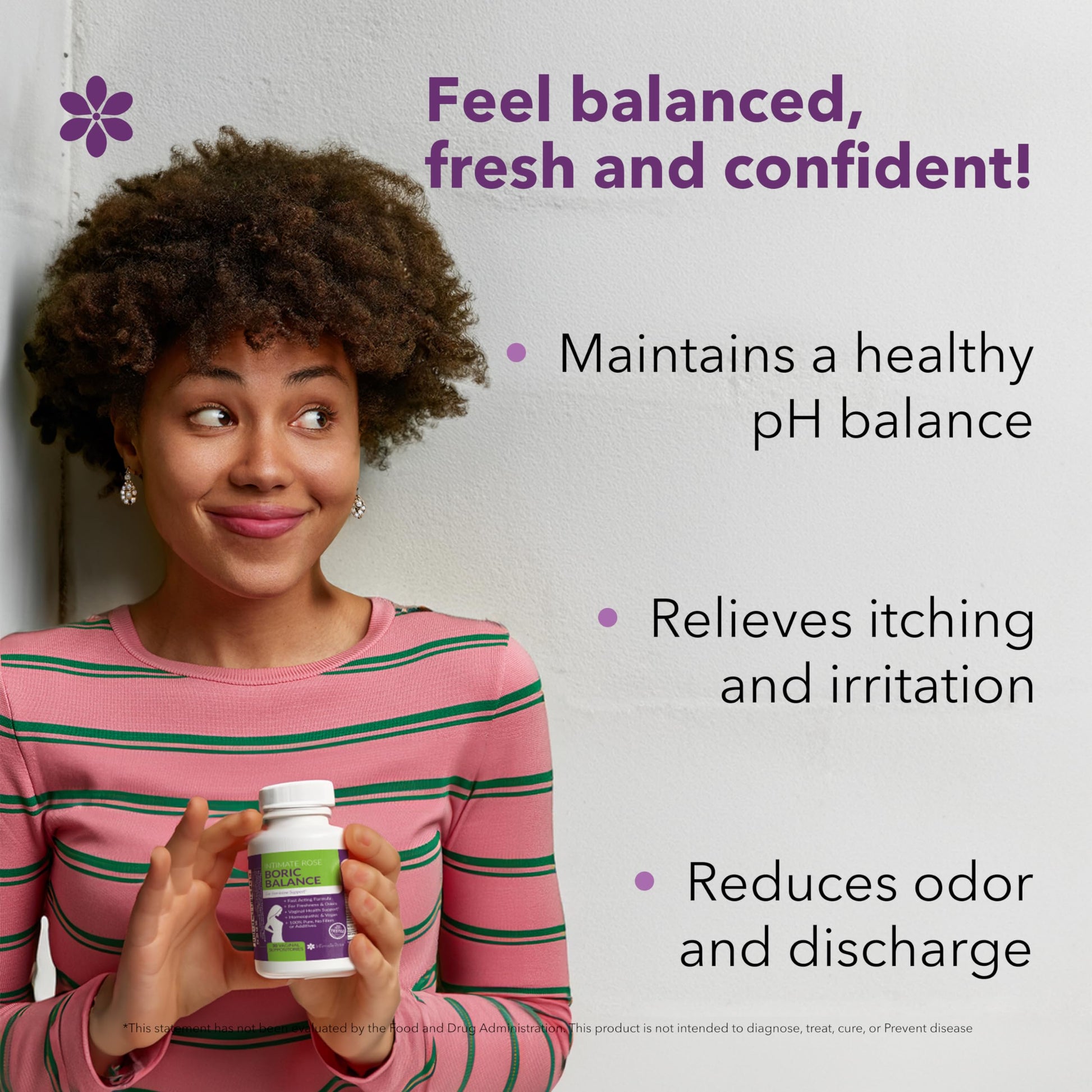 Boric Acid Suppositories - Helps Fight Against BV, Yeast Infections - Manages Odor - Promote pH Balance Intimate Rose