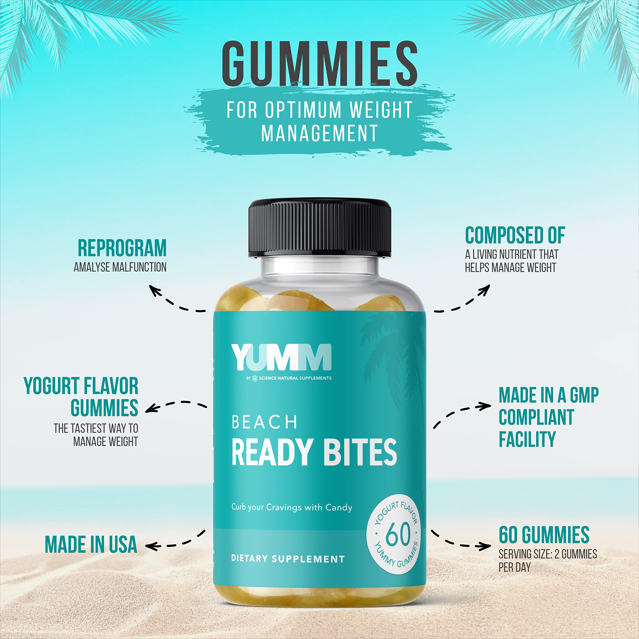 Science Natural Supplements Yumm Beach Ready Bites Formulated to Support Weight Science Natural Supplements