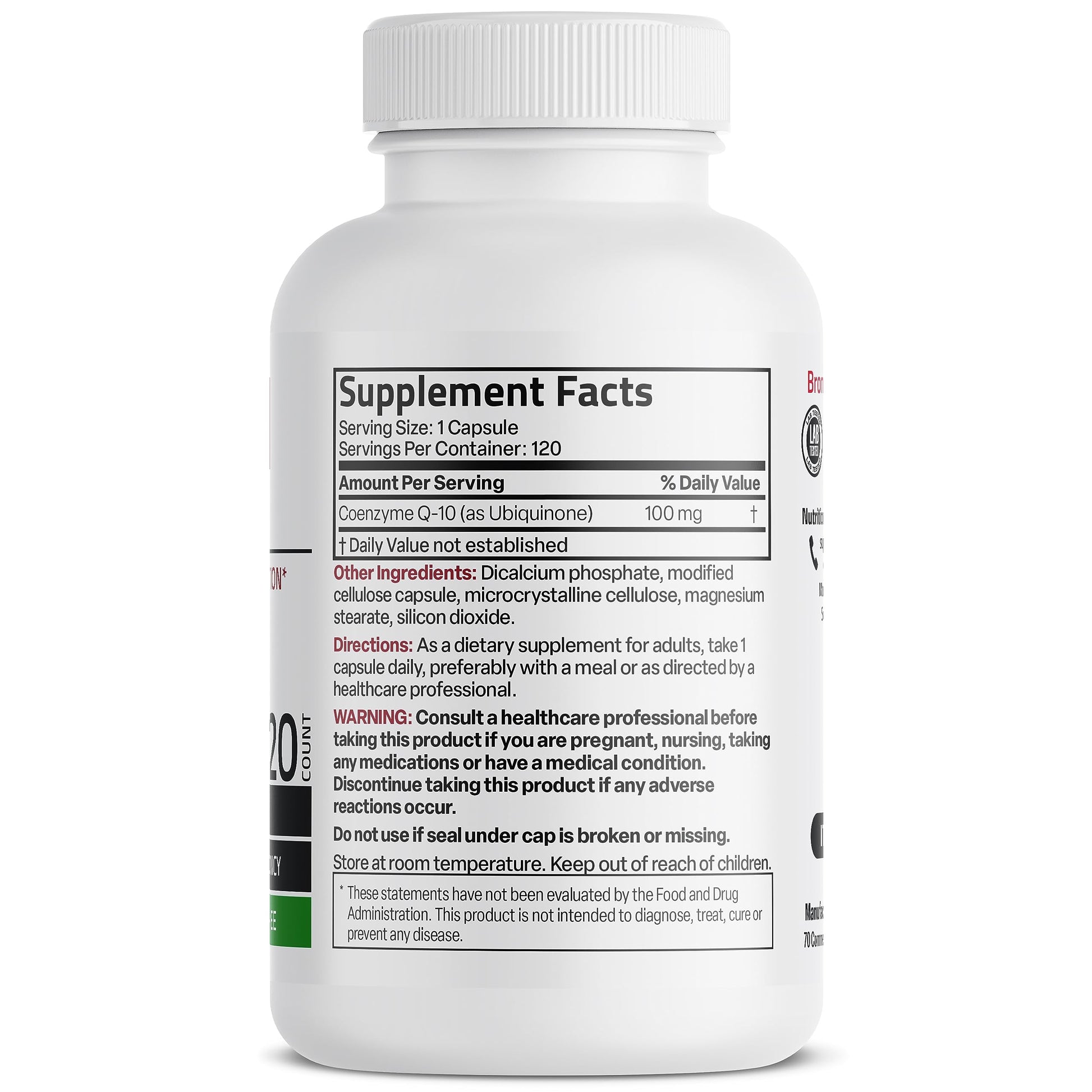 Bronson CoQ10 100 MG High Potency Cellular Energy Production, 120 Vegetarian Capsules Bronson