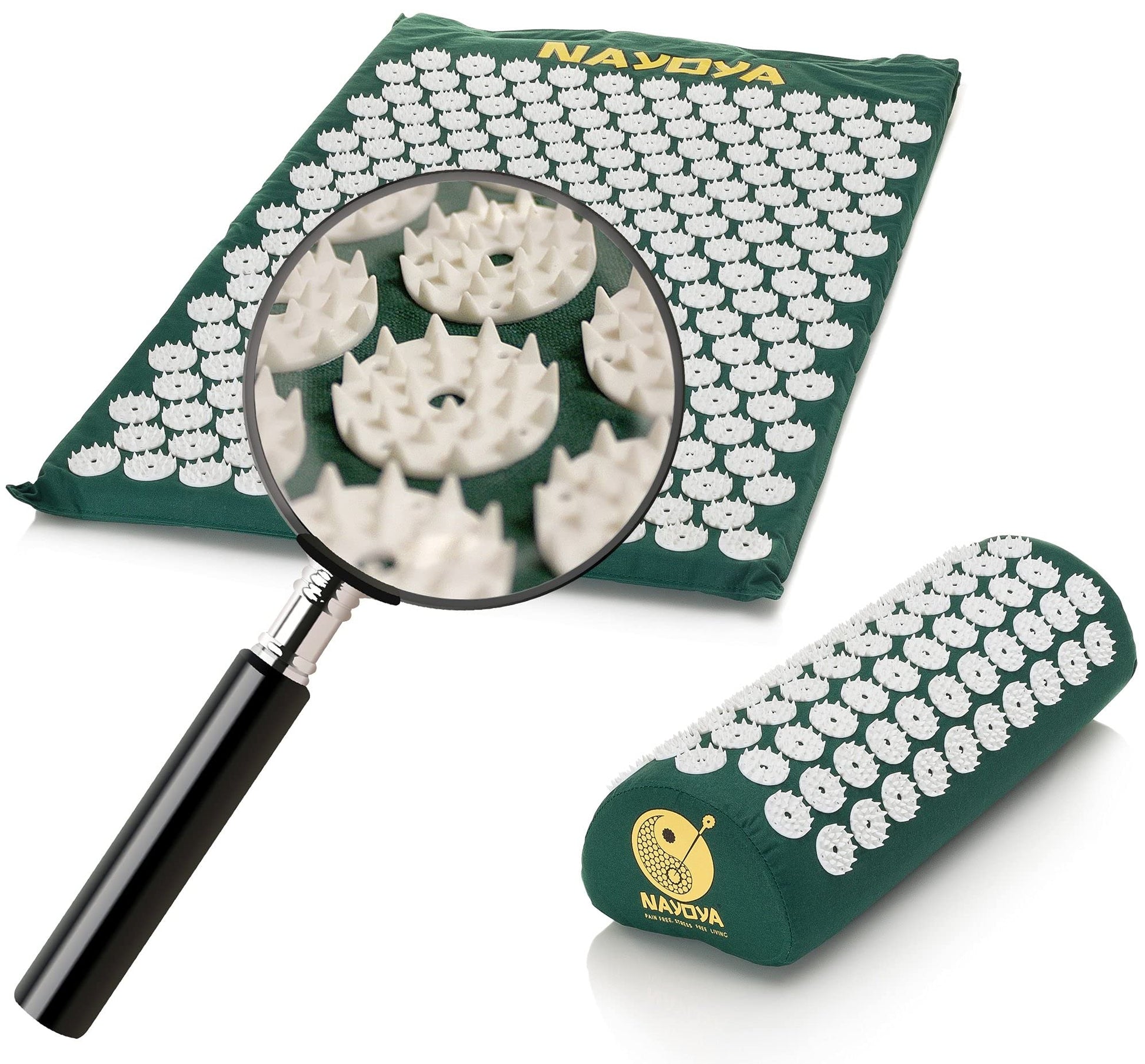 NAYOYA Neck and Back Pain Relief - Acupressure Mat and Neck Pillow Set - Relieves Stress and Sciatic Pain NAYOYA