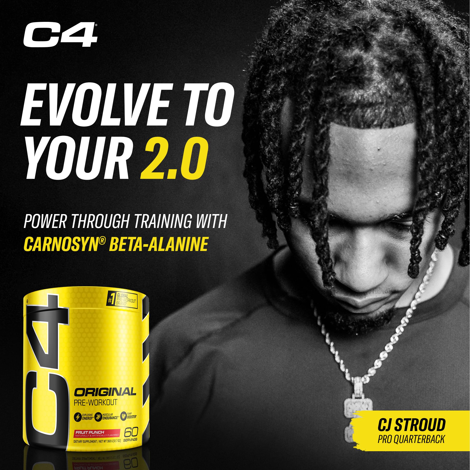 C4 Original Pre Workout Powder Fruit Punch - Vitamin C for Immune Support - Sugar Free Cellucor