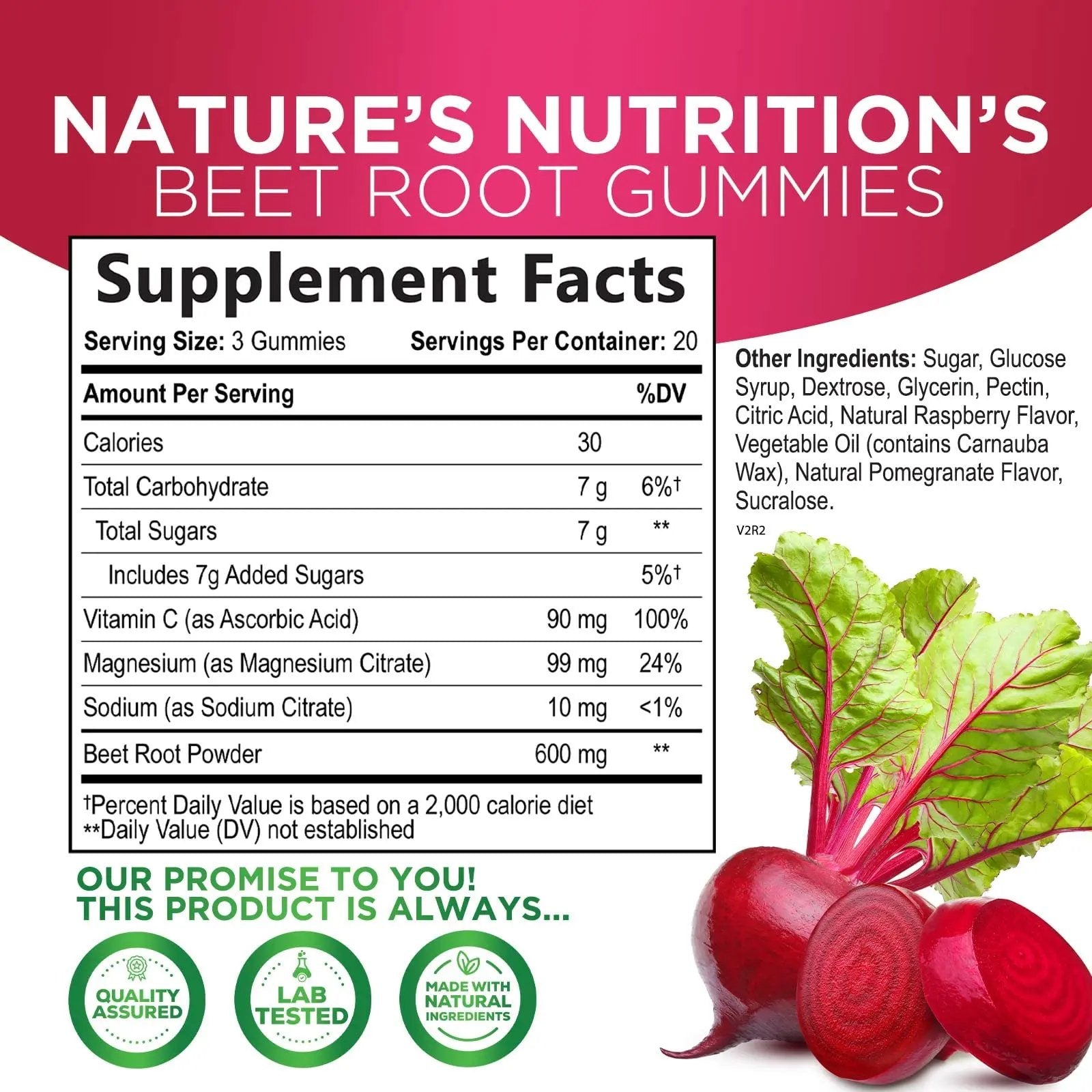 Nature's Nutrition Beet Gummies with Beetroot - Energy & Heart Health Support Nature's Nutrition