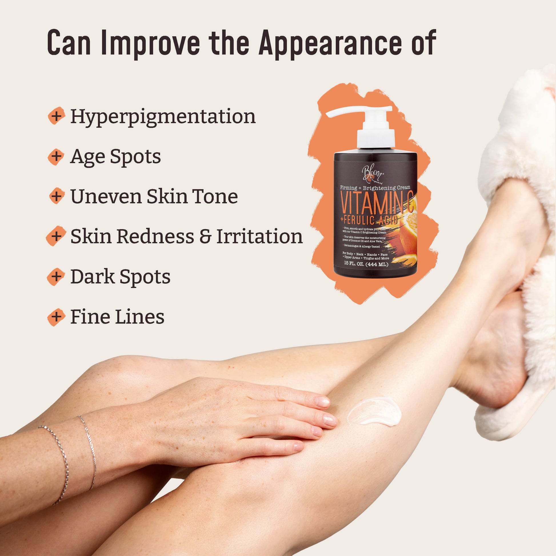 BLOOM Vitamin C Cream Body Lotion & Face Moisturizer W/Coconut Oil | Natural Skin Care BLOOM IT'S A GREAT SKIN DAY!