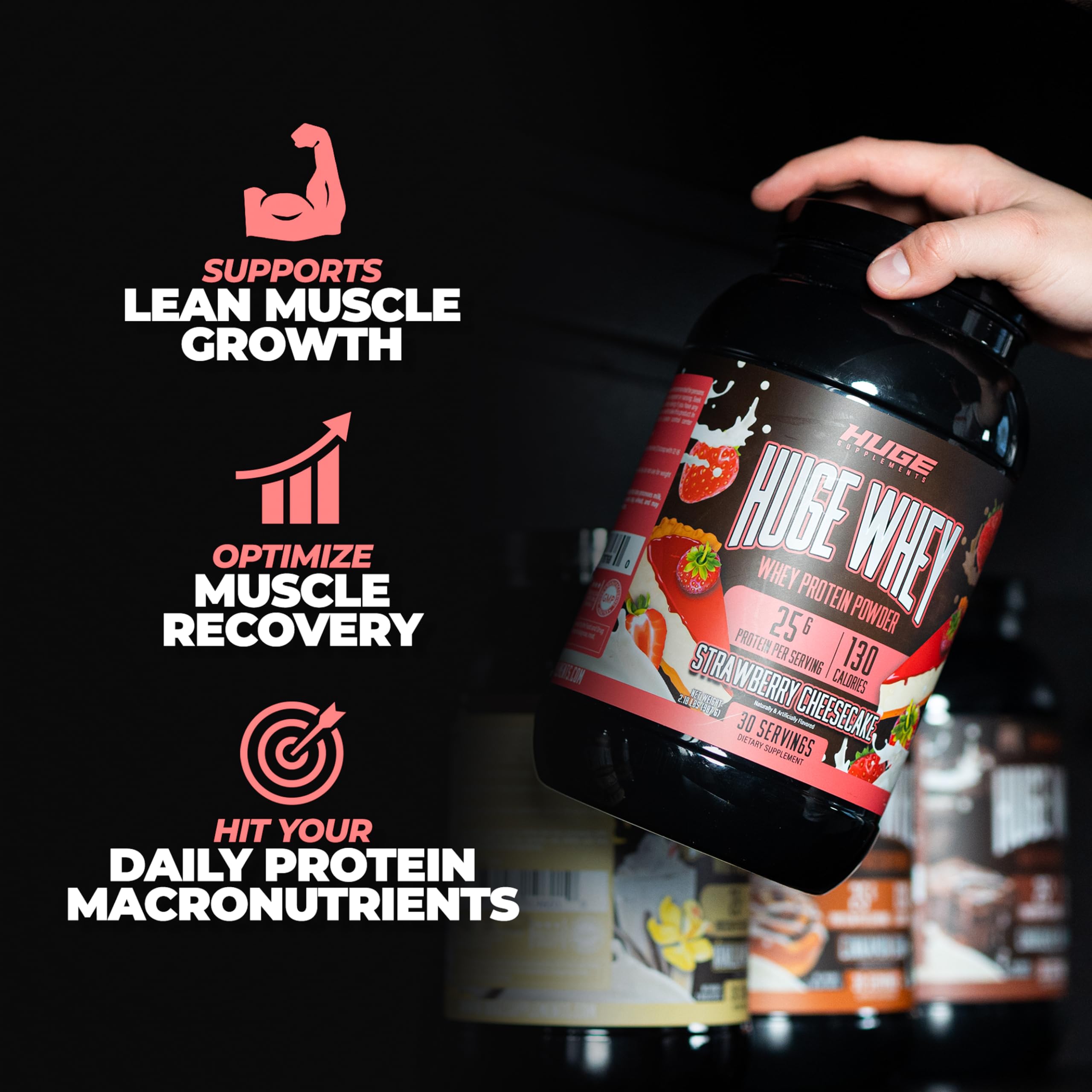 Huge Supplements, Whey Protein Concentrate Powder, Clinically Dosed Formula, 25g Huge Supplements