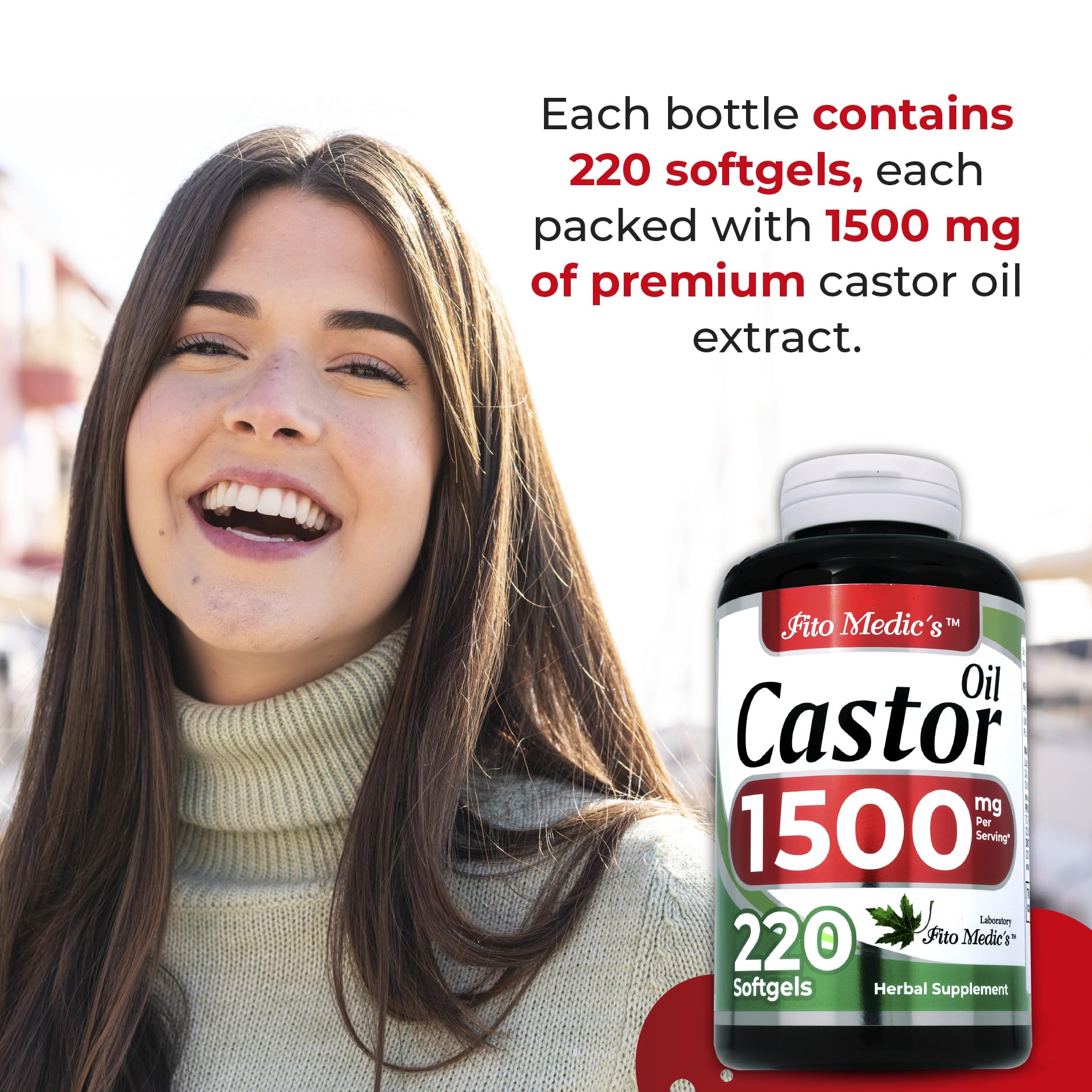 Lab | castor oil pills |220 softgels |1500 mg| castor oil capsules | castor oil capsules organic FITO MEDIC'S