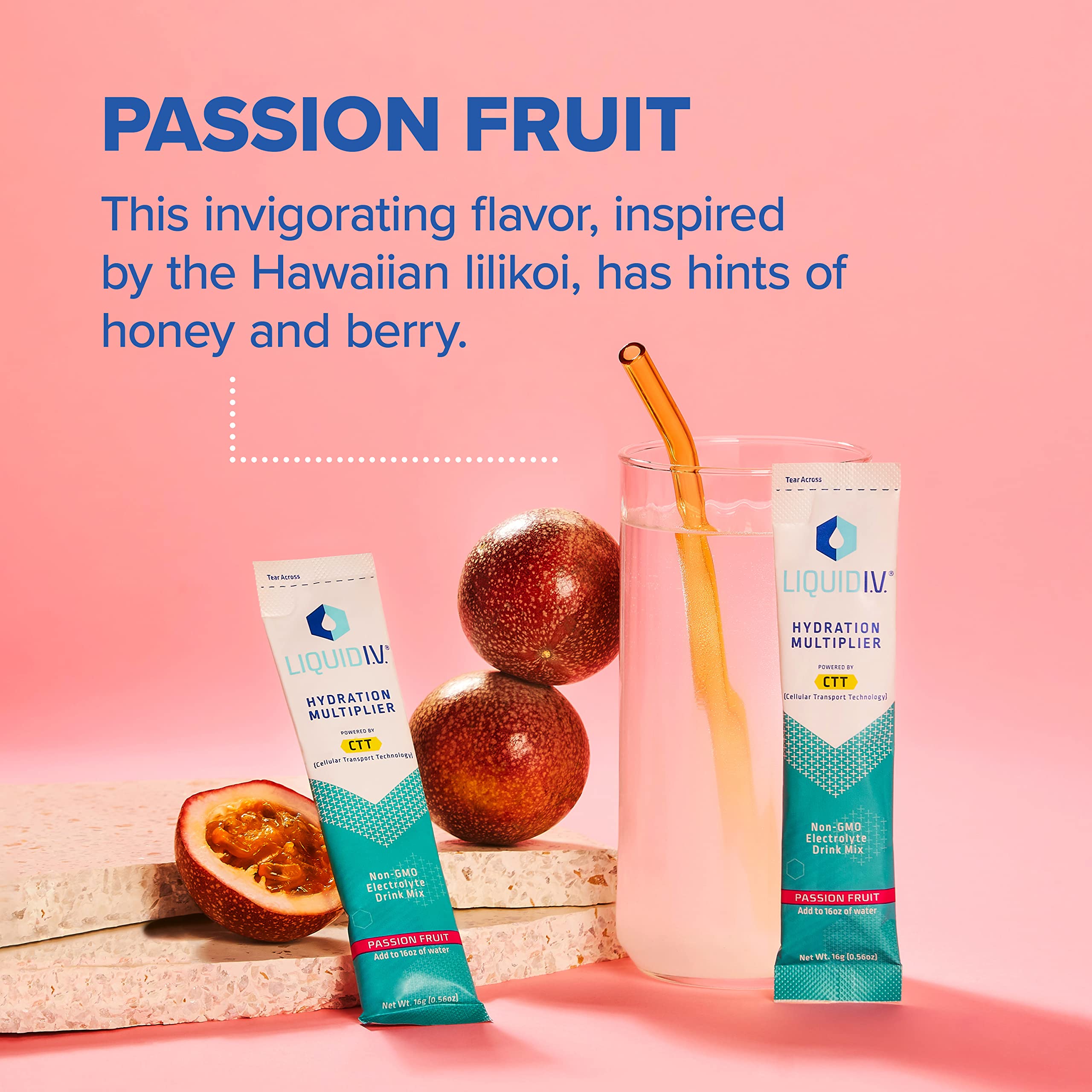 Liquid I.V. Hydration Multiplier - Passion Fruit - Hydration Powder Packets | Electrolyte Liquid I.V.