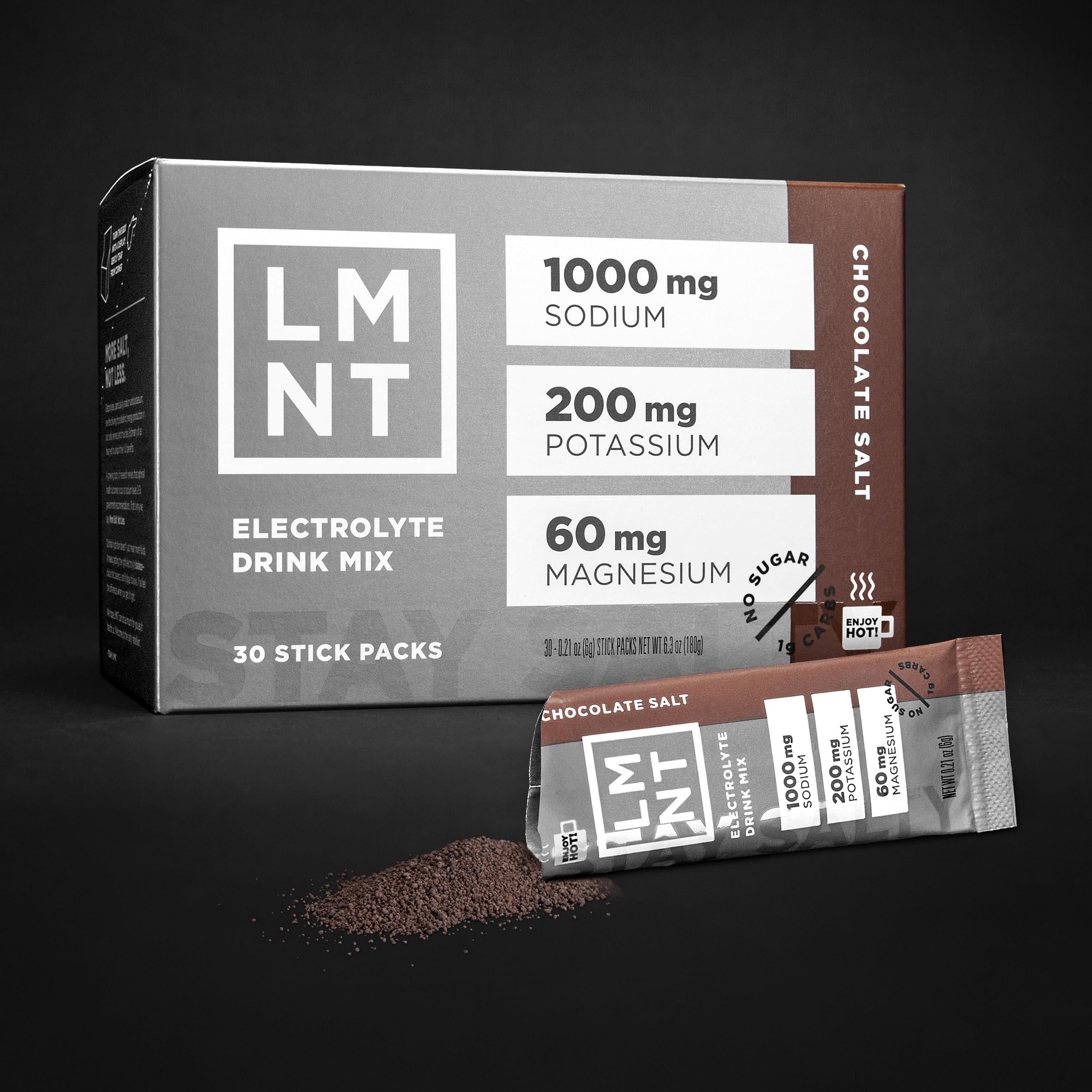 LMNT Zero-Sugar Electrolytes - Hot Chocolate Salt - Hydration Powder Packets Drink LMNT