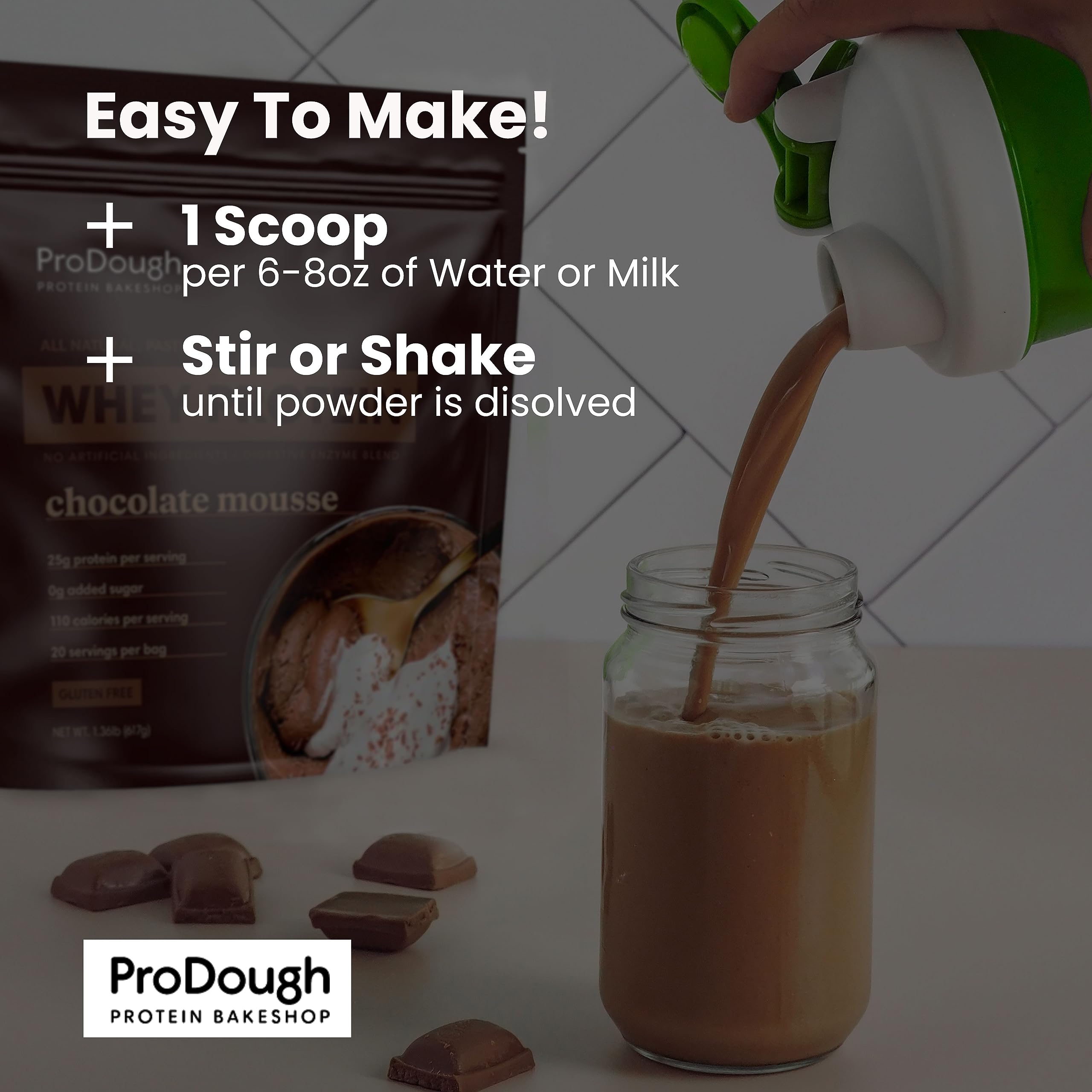 ProDough Gourmet Whey Isolate Hydrolized Protein Powder for Shake Mix- Easy Digest ProDough Protein Bakeshop