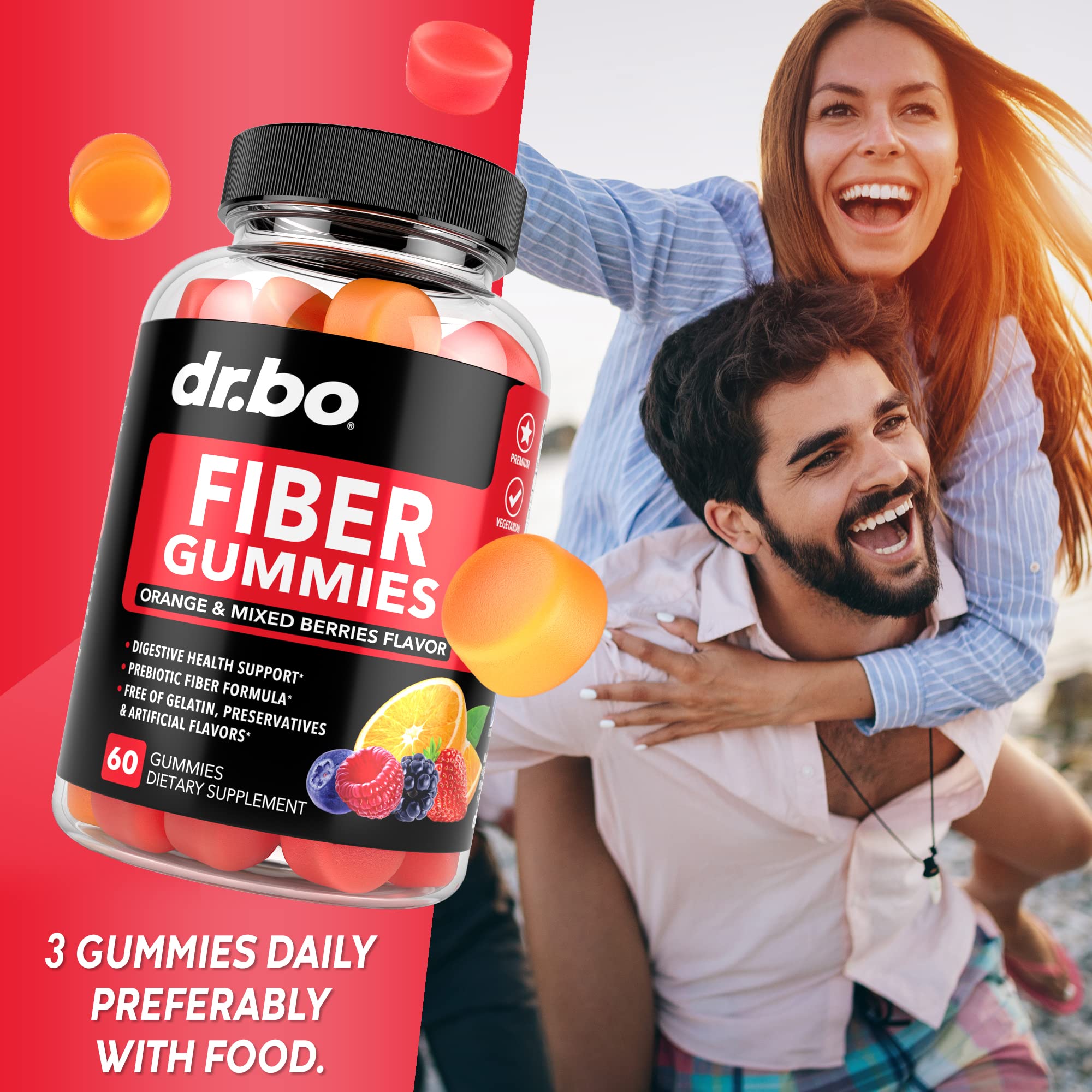 Fiber Gummies for Adults & Kids - Tasty Gummy Prebiotic Fiber Supplement for Max Digest DR. BO