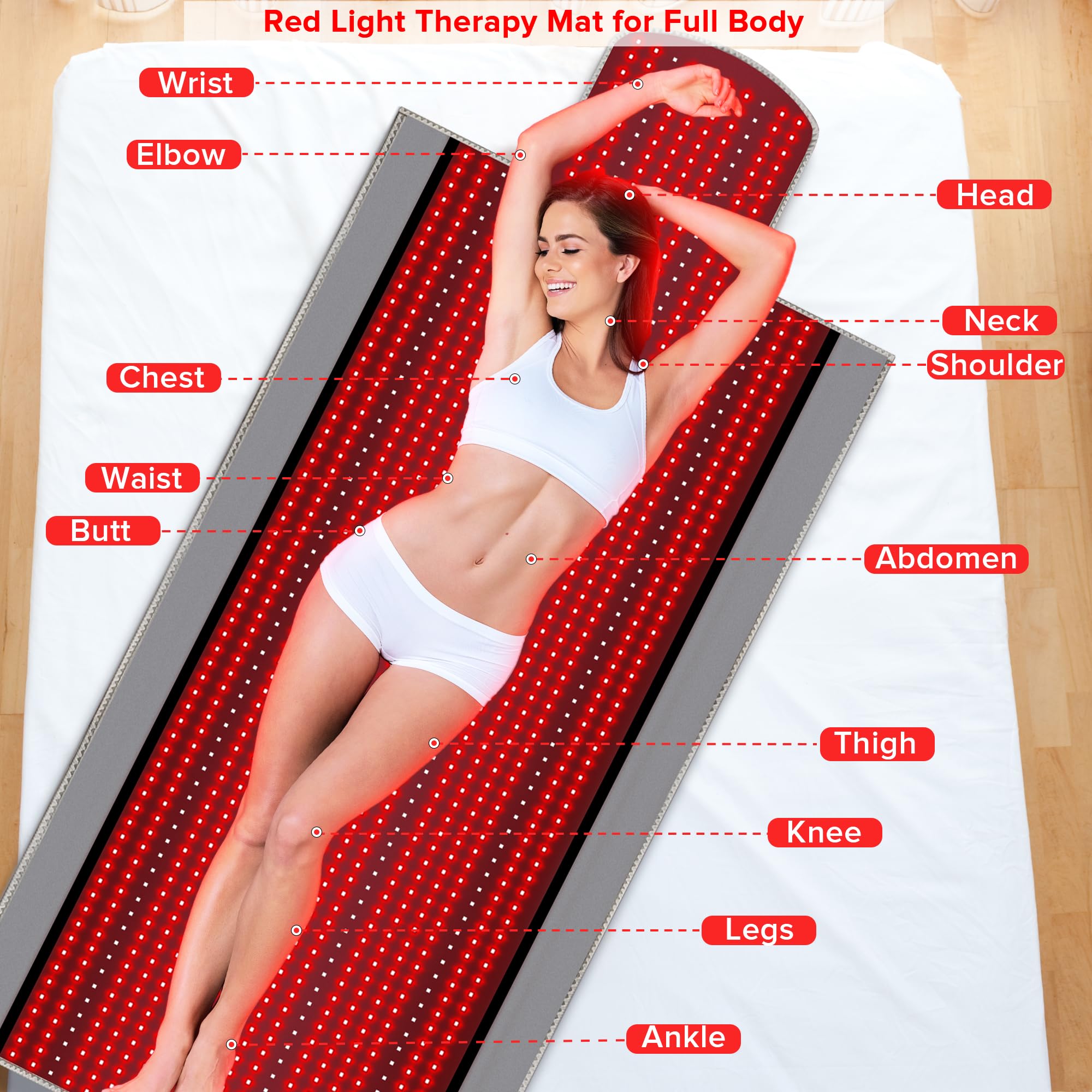 Near Infrared Light Therapy Blanket for Full Body, 1370pcs 660nm & 850nm LED Light Therapy Device Rutollmit