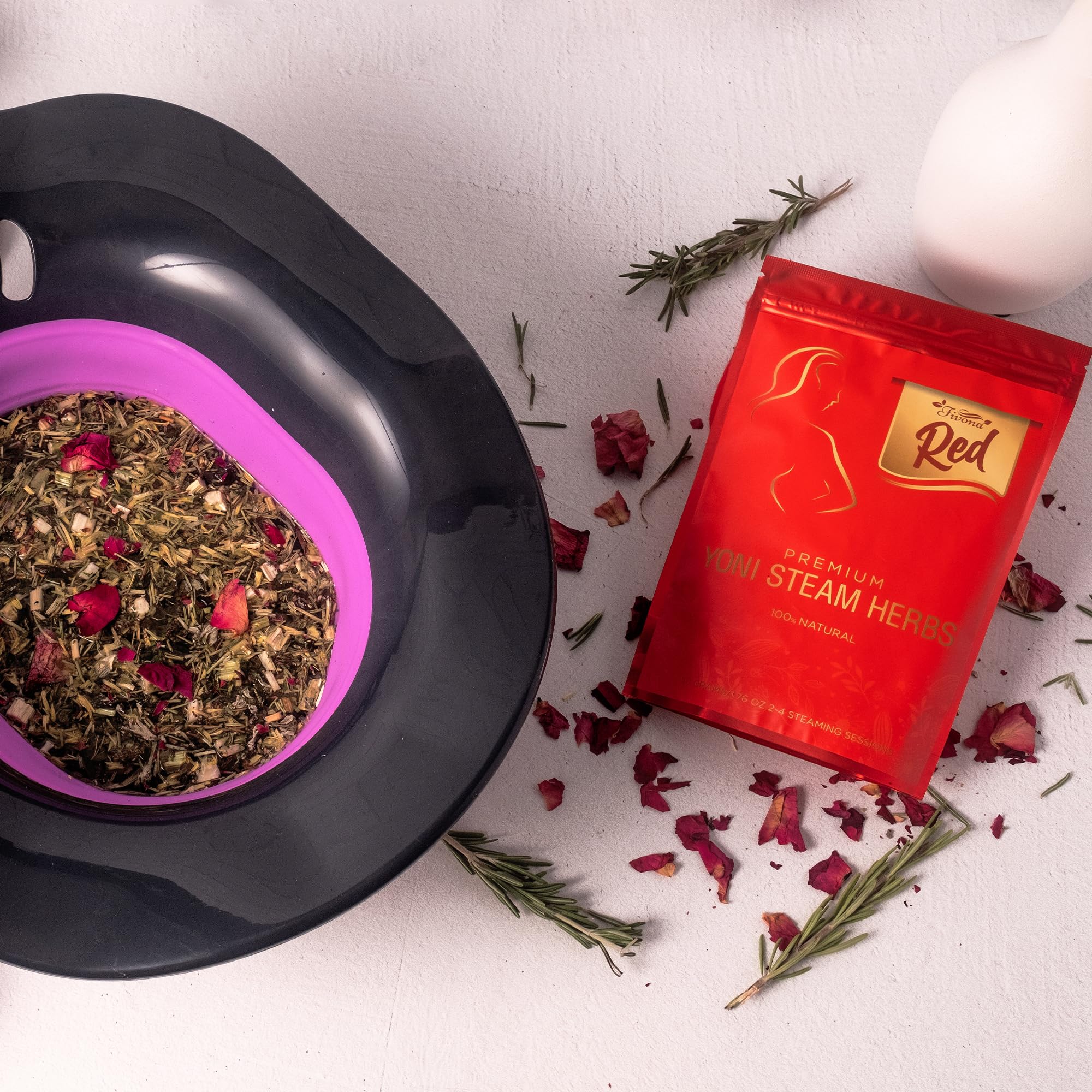 Fivona 4-in-1 Feminine Care Kit, Yoni Oil, Yoni Soap, Yoni Steaming Pot and Red Premium V Steam Herbs FIVONA